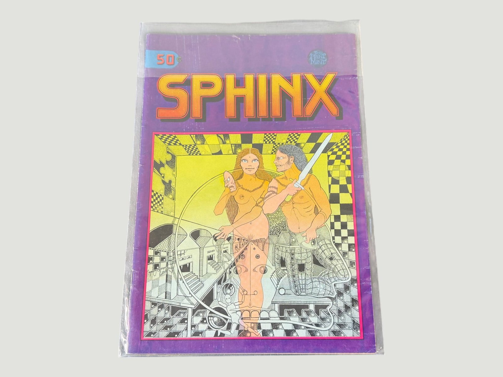 Sphinx Underground Comix #1 (1970s) Adult Underground Comic — The Print Mint: An underground comix publication titled 'Sphinx,' published by The Print Mint, one of the key distributors and publishers of the underground comix movement of the early 1970s. Priced at 50 cents, cons