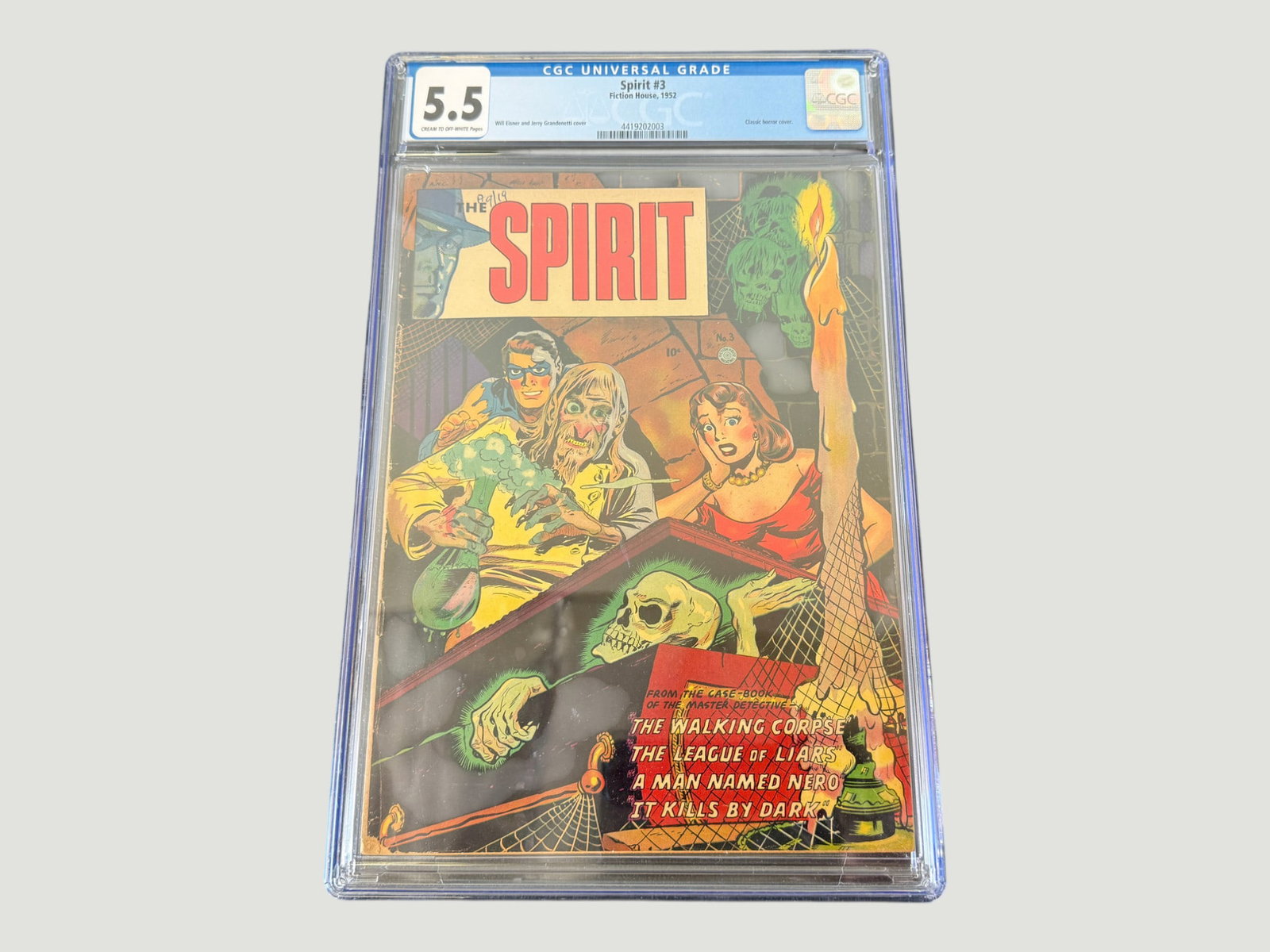 The Spirit #3 CGC 5.5 Fiction House 1952 Classic Horror Cover Eisner (1 of 2)