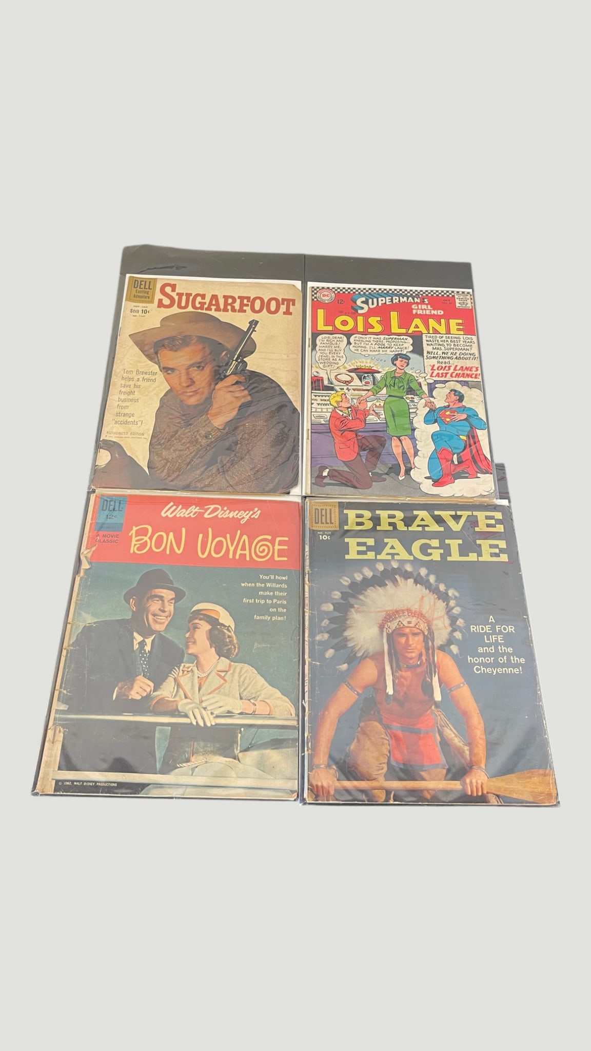 Vintage Comic Book Lot x4: Sugarfoot, Lois Lane, Bon Voyage, Brave Eagle – Dell/DC (1 of 1)