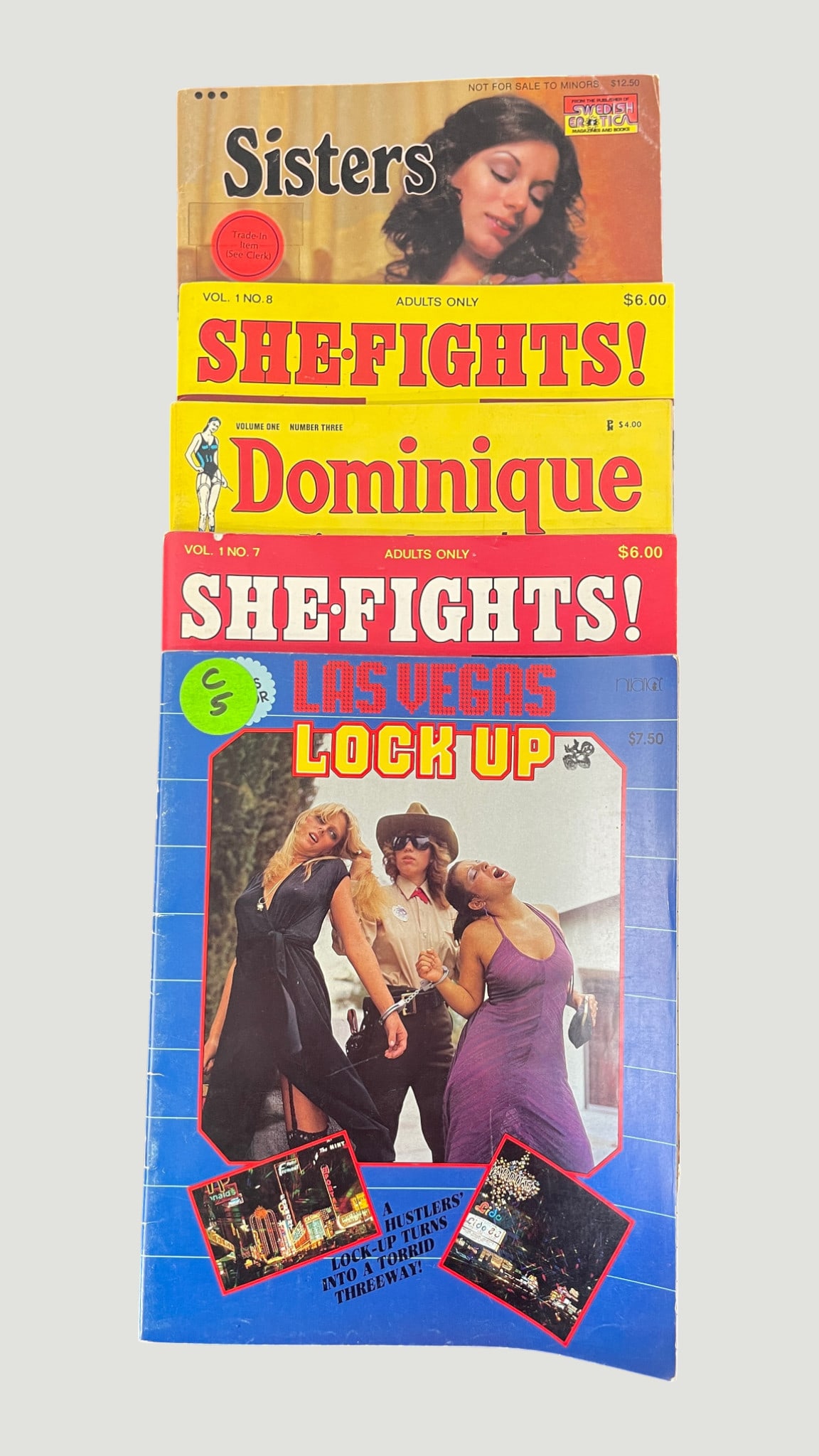 Collection of 5 Vintage Adult Pulp Magazines 1970s-80s She-Fights, Las Vegas Lock Up (1 of 1)