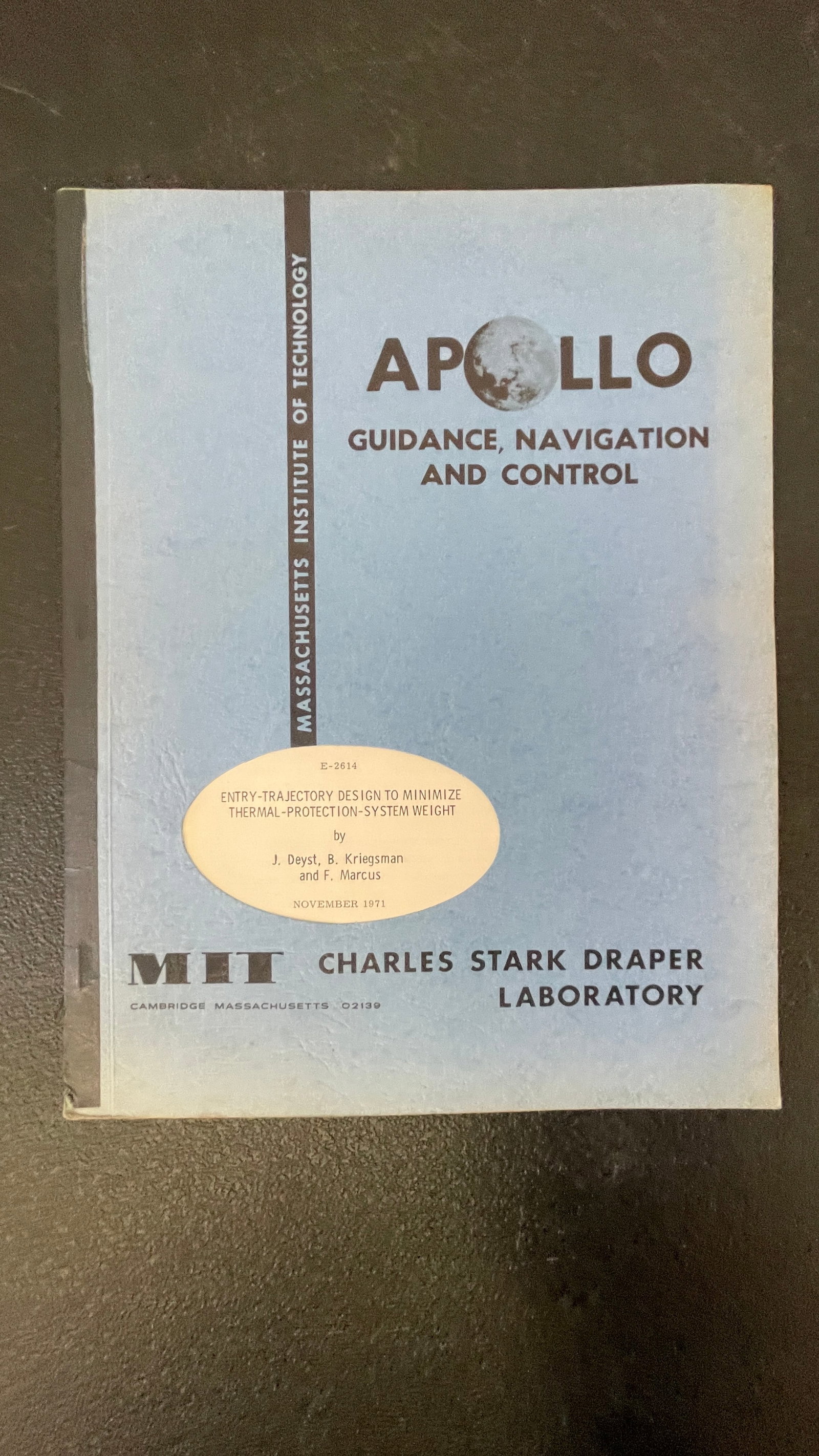 MIT Apollo Guidance Navigation & Control Report E-2614, Draper Lab, Nov 1971 (1 of 3)
