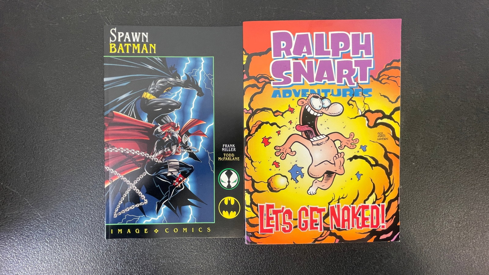 Spawn/Batman Image Comics & Ralph Snart Adventures 'Let's Get Naked' TPB Lot: A pair of independent and crossover comic publications from the 1990s. The first is 'Spawn/Batman' (1994), a landmark crossover one-shot published by Image Comics, written by Frank Miller with art by