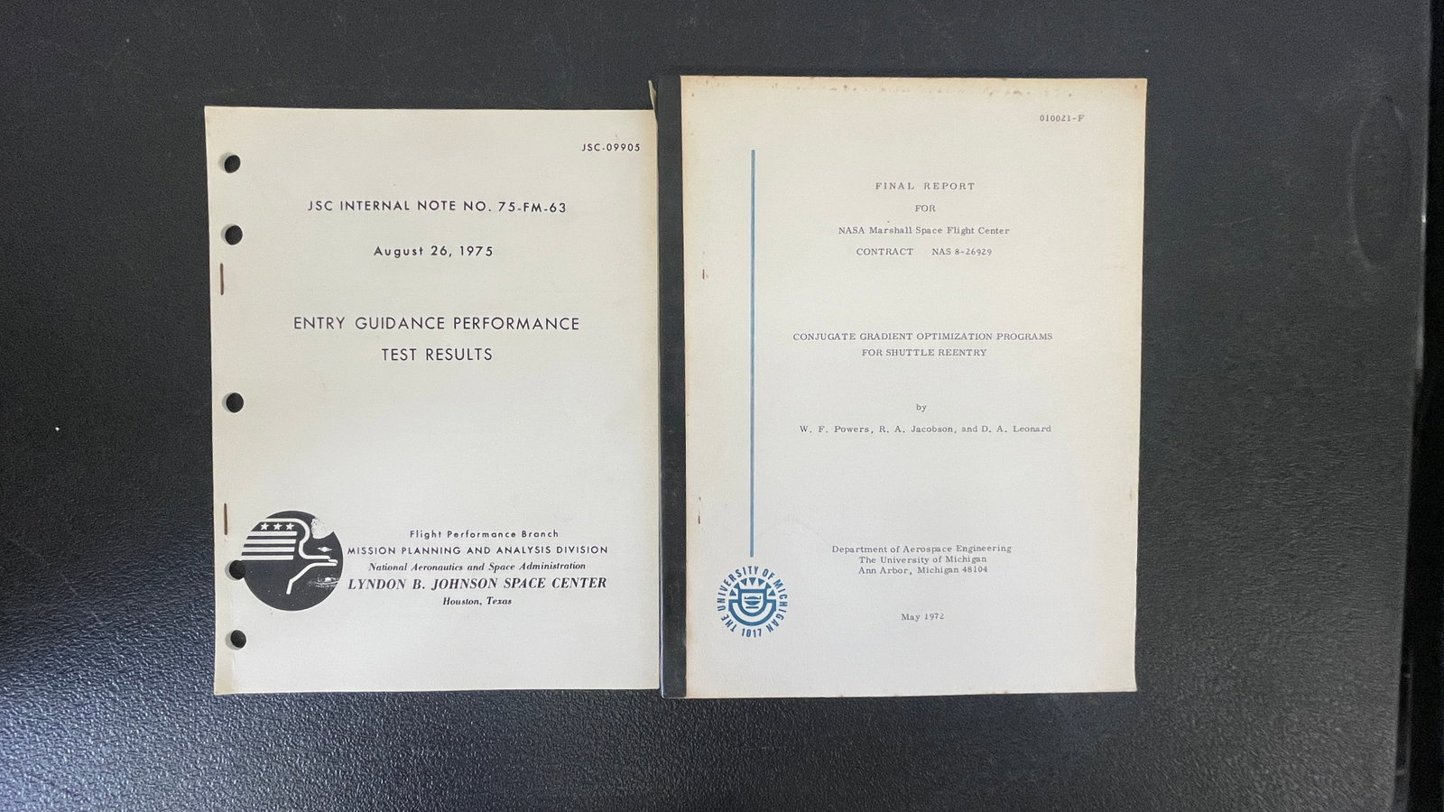 NASA Space Shuttle Reentry Technical Reports 1972 & 1975 — JSC & U of Michigan (1 of 7)