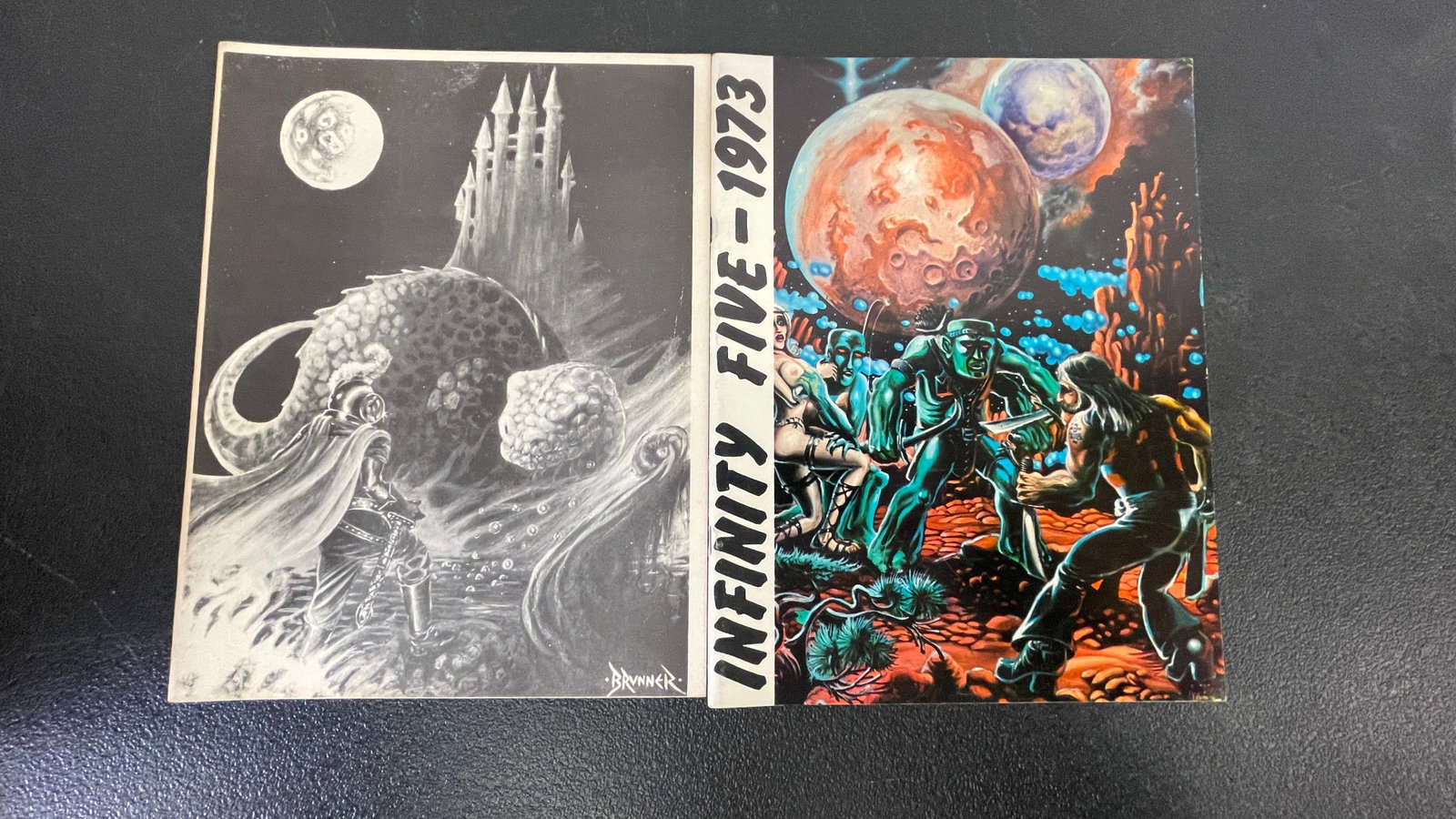 Infinity Five 1973 Science Fiction Fanzine with Brunner Art — Vintage SF Fanzine: Infinity Five is a 1973 science fiction fanzine featuring notable interior and cover artwork by Frank Brunner, a highly regarded artist known for his work on Marvel Comics characters such as Doctor