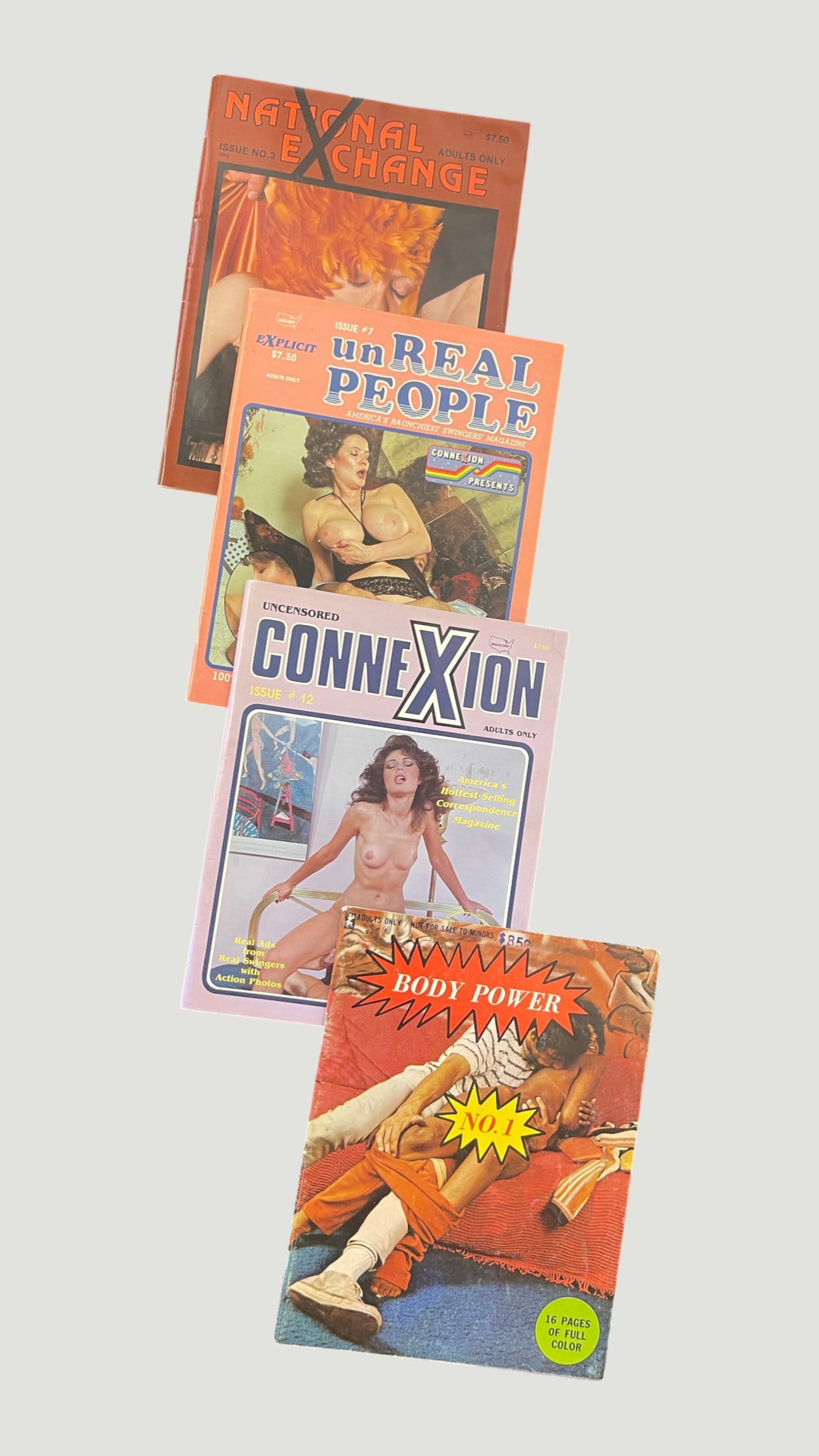 Vintage Adult Magazine Lot — National Exchange, unReal People, ConneXion, Body Power 1970s: Vintage Adult Magazine Lot — National Exchange, unReal People, ConneXion, Body Power 1970s