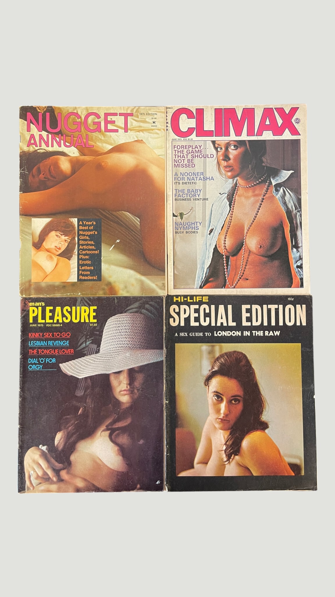 Vintage Adult Magazine Lot — Nugget Annual, Climax, Man's Pleasure, Hi-Life 1975 (1 of 3)