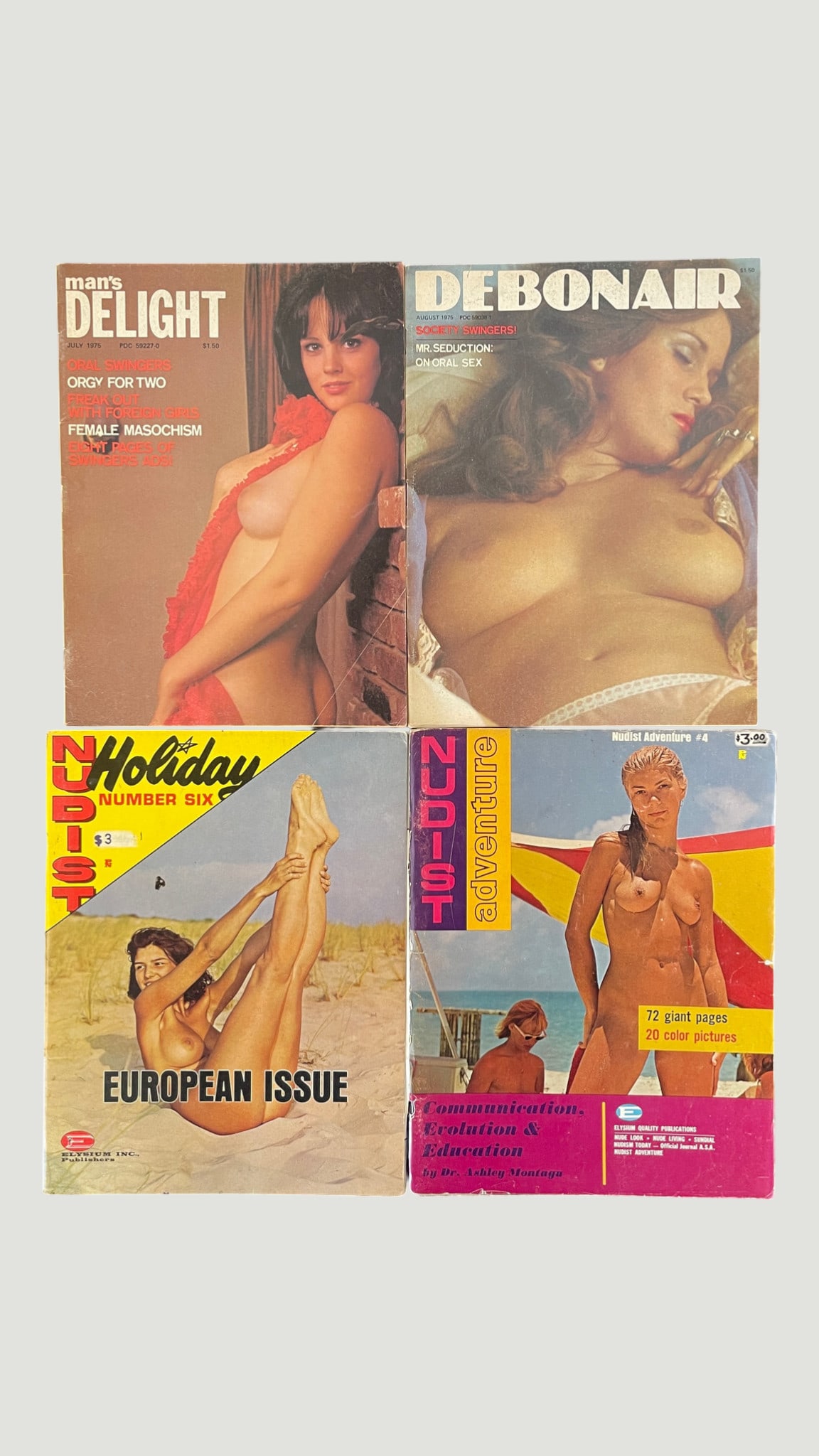 Vintage Adult Magazine Lot — Man's Delight, Debonair, Nudist Holiday, Nudist Adventure 1970s: Vintage Adult Magazine Lot — Man's Delight, Debonair, Nudist Holiday, Nudist Adventure 1970s