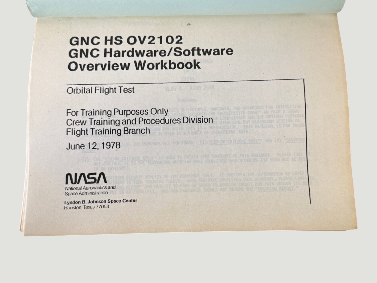 NASA Orbital Flight Test 1978 Document Binder - 2