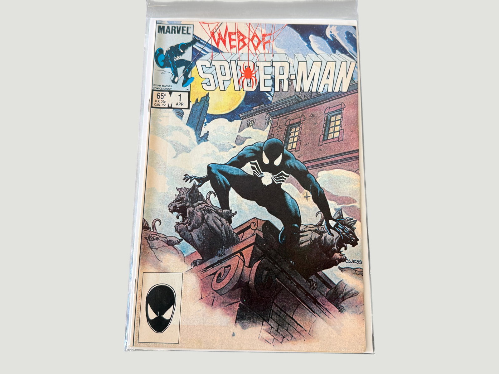 Web of Spider-Man #1, Marvel Comics, April 1985 — Black Costume Cover (1 of 2)