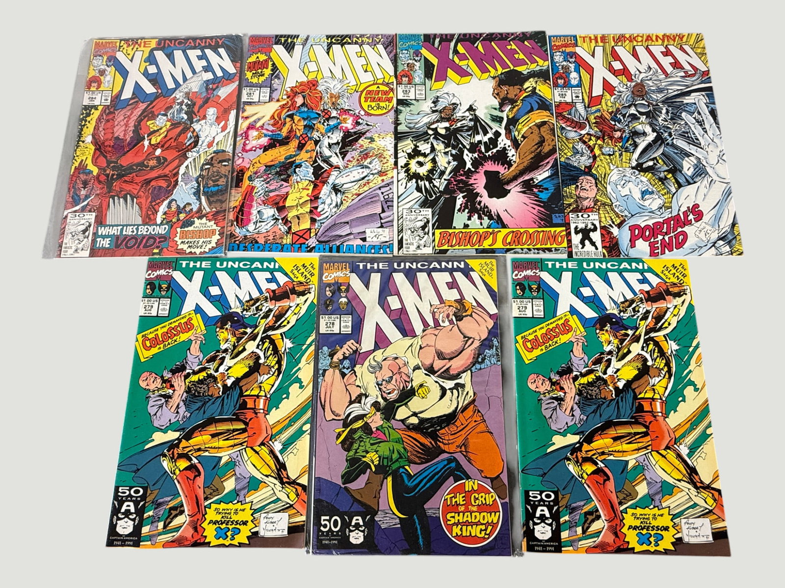 Marvel Comics The Uncanny X-Men Issues #278-284 & #292-293, 1991-92, 7-Issue Lot (1 of 2)
