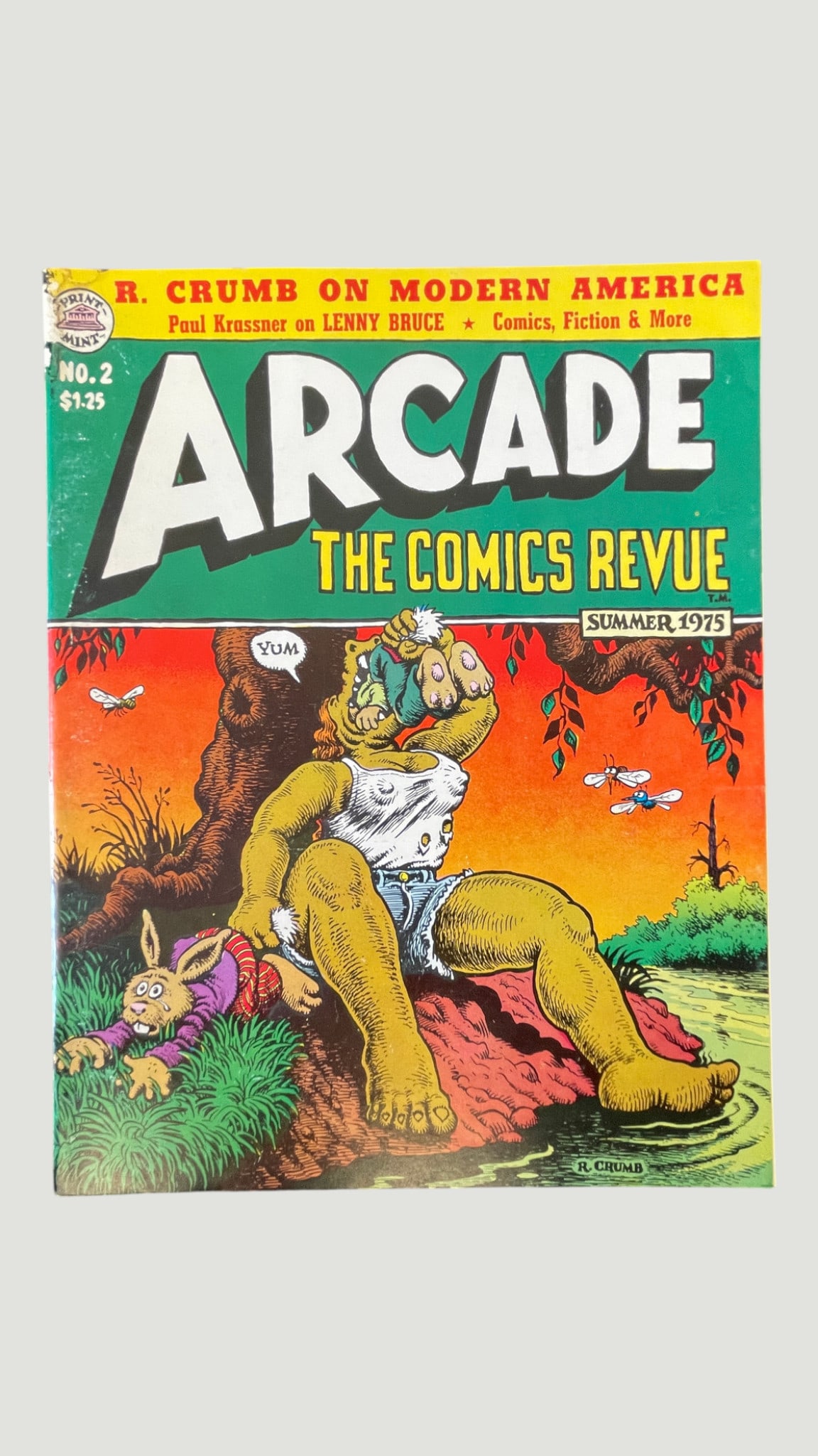 Arcade: The Comics Revue No. 2, Print Mint, Summer 1975, R. Crumb Cover: Arcade: The Comics Revue No. 2, published by Print Mint in Summer 1975, priced at $1.25 on the cover. This underground comix anthology features a striking cover illustration by the legendary R. Crumb,