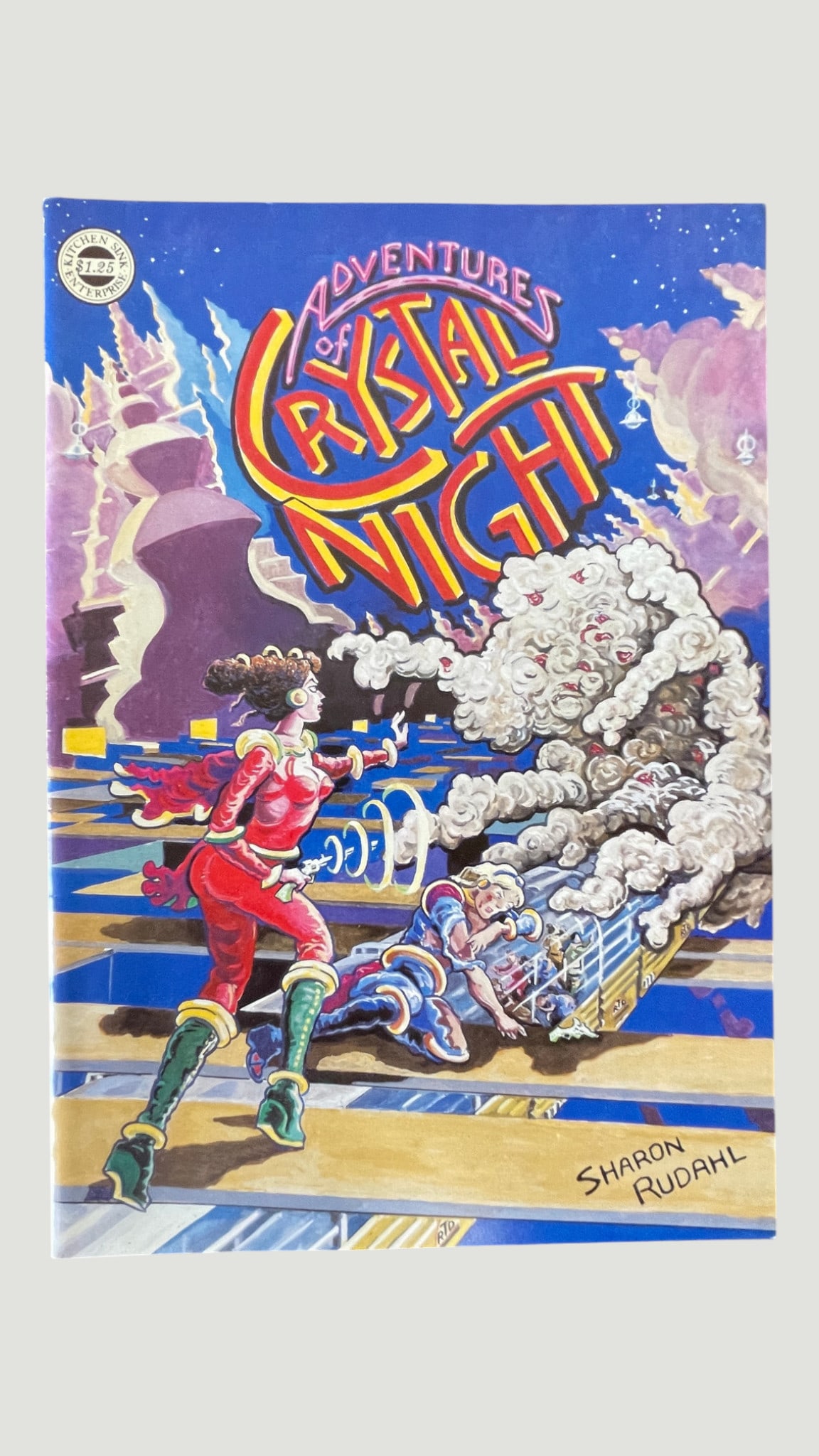 Adventures of Crystal Night by Sharon Rudahl, Kitchen Sink Enterprises Underground Comic: Adventures of Crystal Night is an underground comix publication by artist Sharon Rudahl, published by Kitchen Sink Enterprises, priced at $1.25 on the cover indicating a 1970s-era publication. Rudahl 