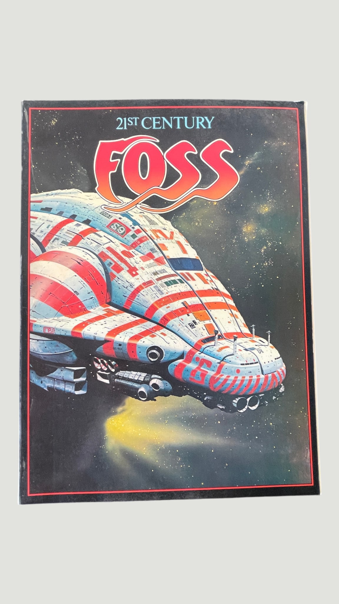 21st Century Foss Science Fiction Art Book Chris Foss Space Illustration: A copy of '21st Century Foss,' an art book showcasing the iconic science fiction spacecraft and space illustrations of renowned British artist Chris Foss, published in the late 1970s. The cover featur