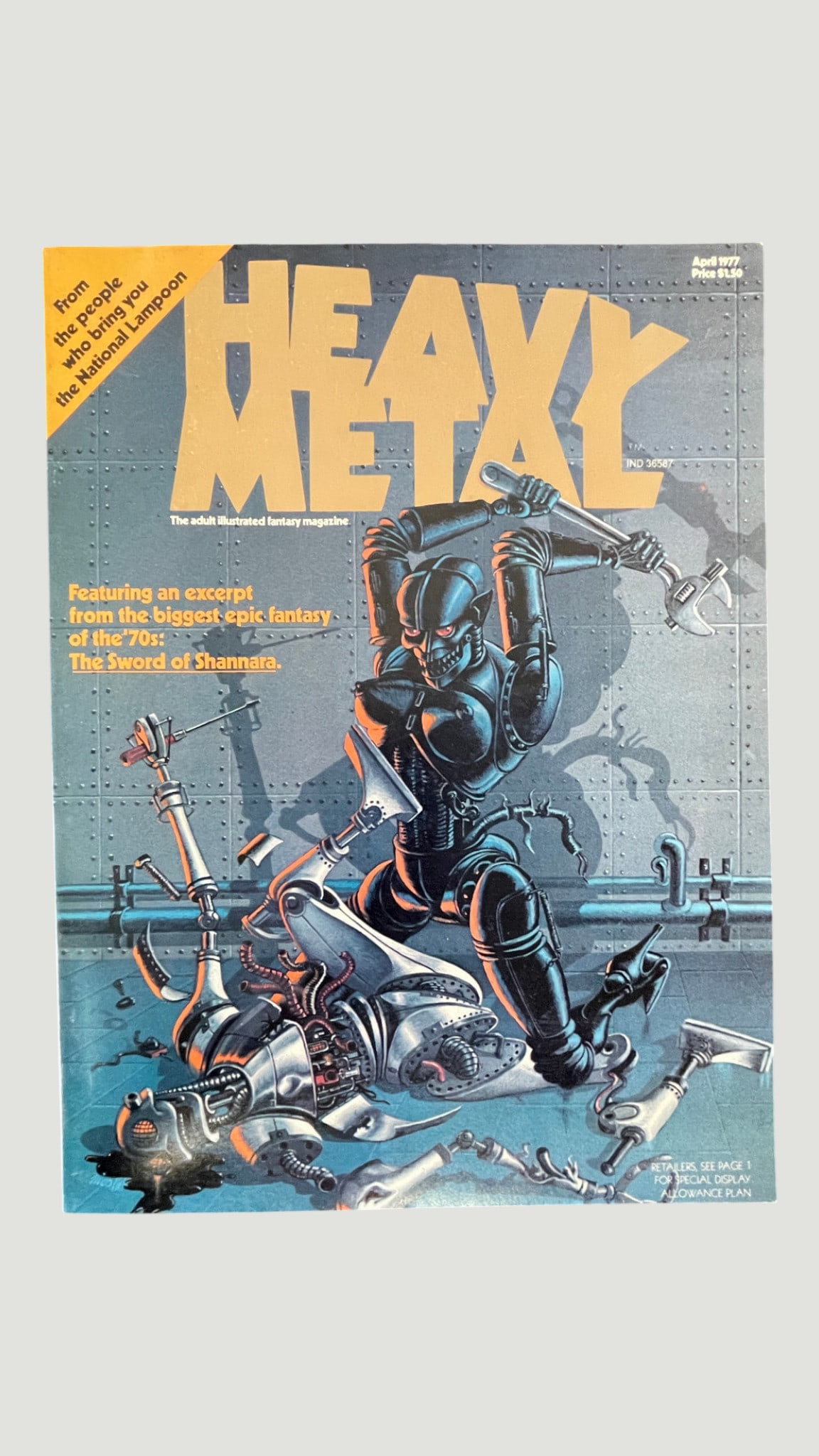 Heavy Metal Magazine Vol.1 #1 April 1977 Inaugural Issue National Lampoon: The highly sought-after first issue of Heavy Metal Magazine, dated April 1977, published by National Lampoon/HM Communications. Subtitled 'The Adult Illustrated Fantasy Magazine,' this landmark debut 