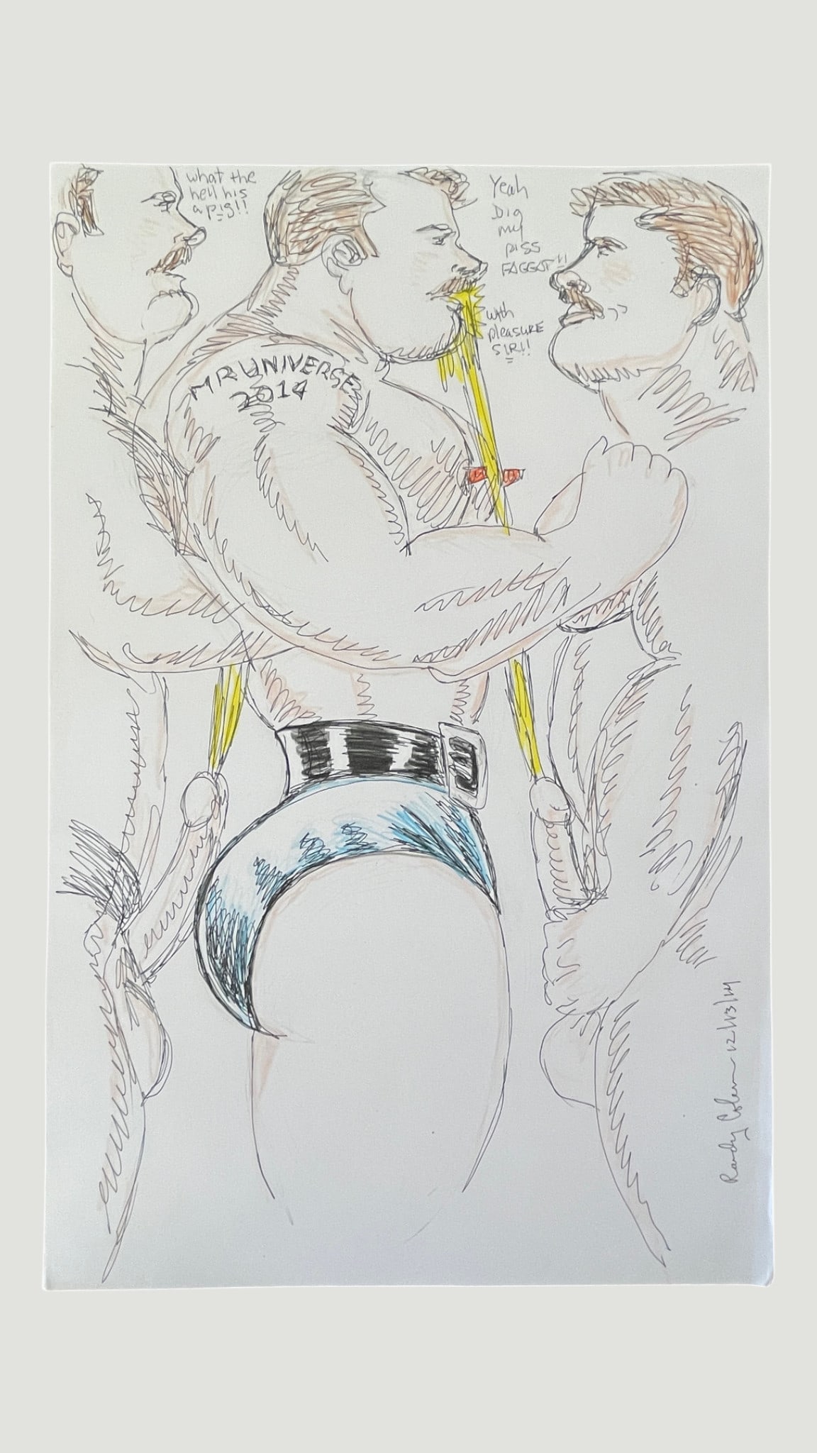 Randy Coleman Signed Gay Male Interest Original Drawing Illustration Art (1 of 4)