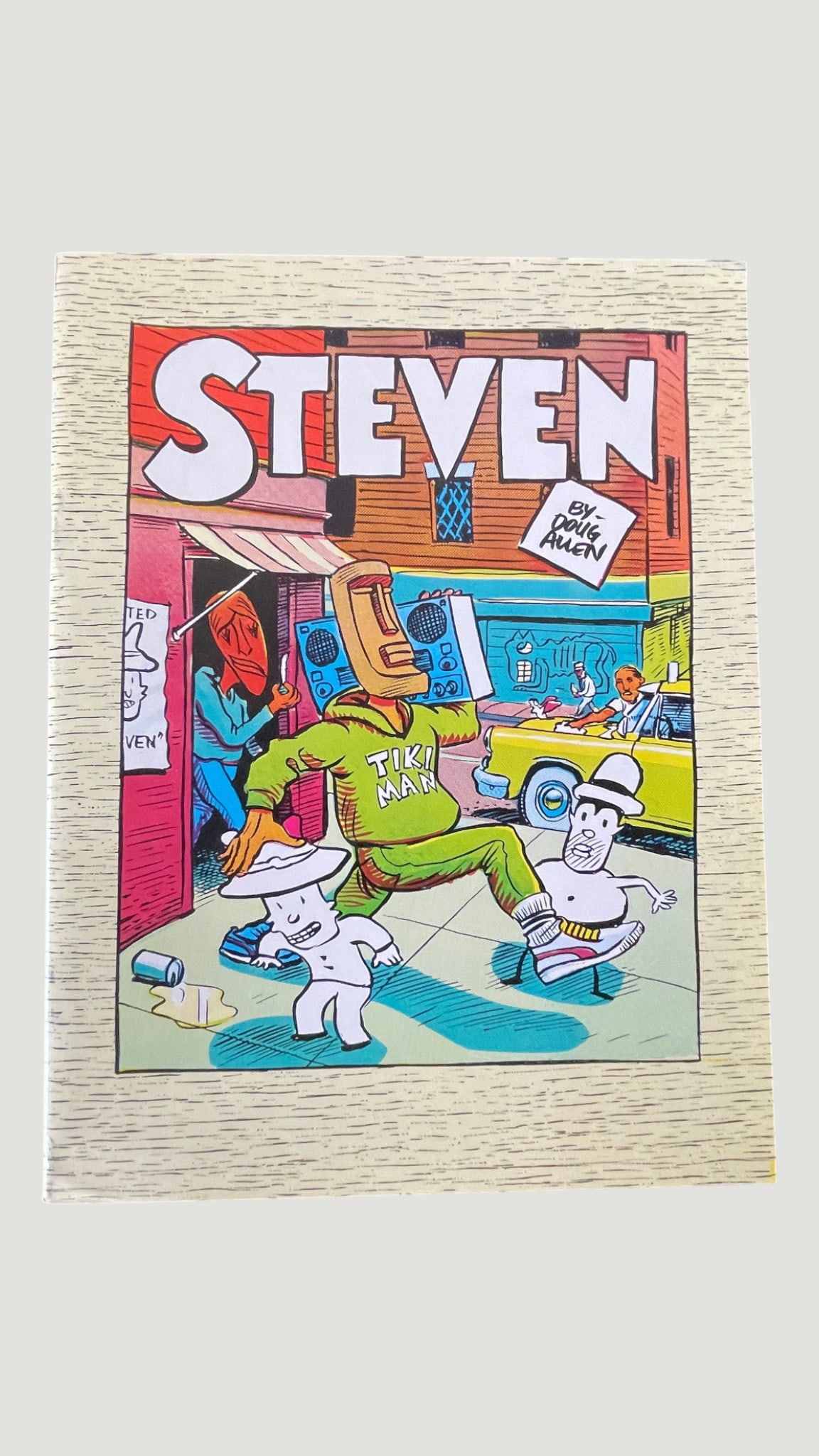 Steven by Doug Allen Underground Alternative Comic Book Fantagraphics: A copy of 'Steven' by Doug Allen, published by Fantagraphics Books, one of the collected editions of Allen's cult alternative comic strip character. The cover features vibrant, energetic artwork depic
