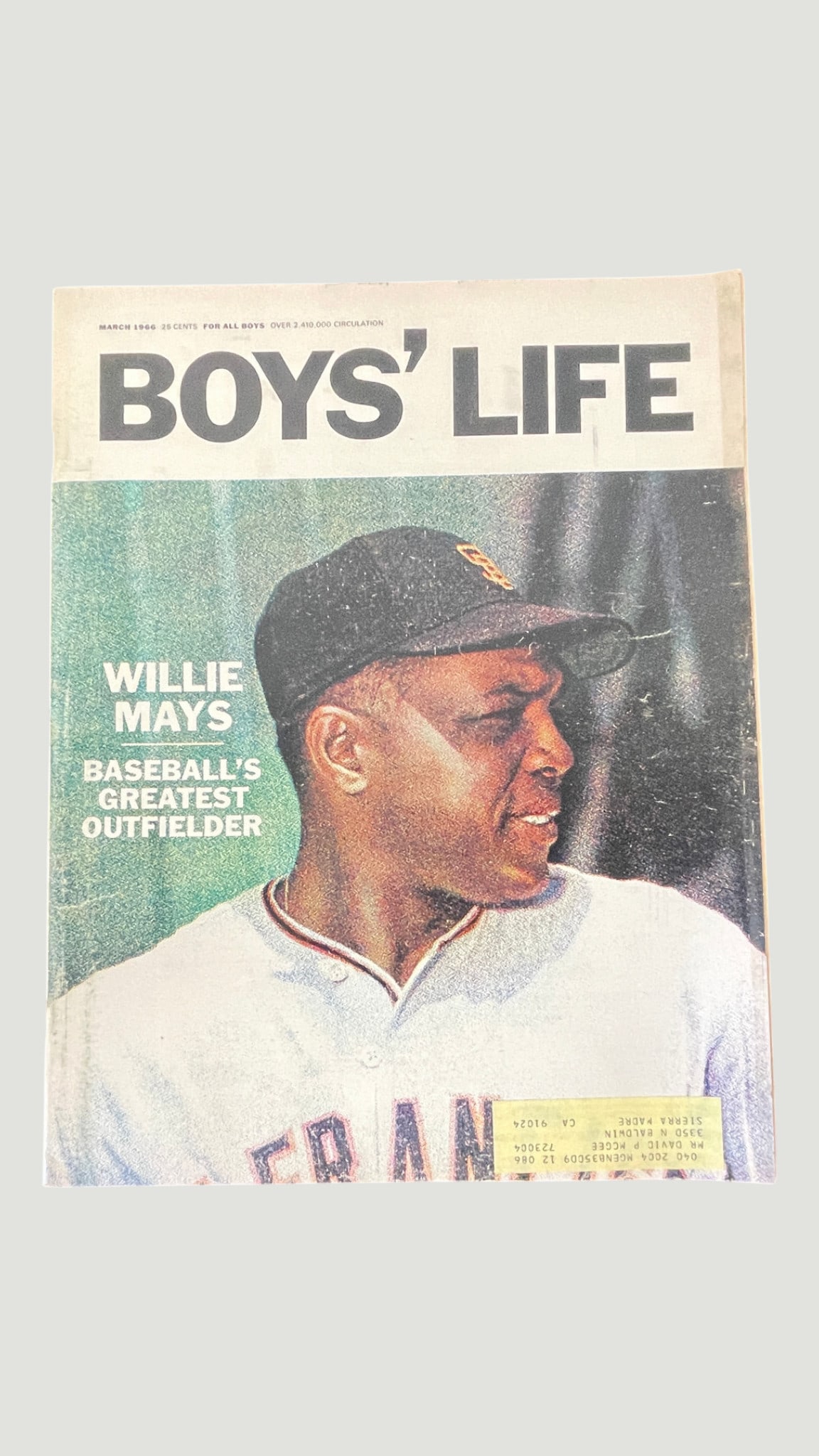 Boys' Life Magazine March 1966 - Willie Mays 'Baseball's Greatest Outfielder' (1 of 3)