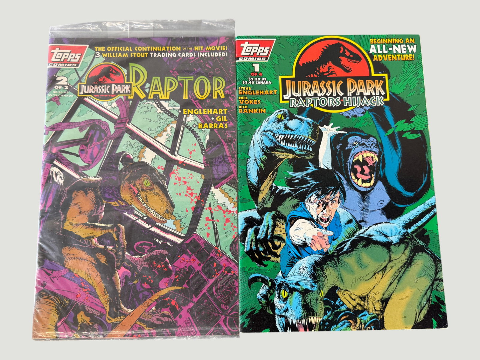 Topps Comics Jurassic Park Raptor #2 & Raptors Hijack #1 Comic Books 1990s (1 of 2)