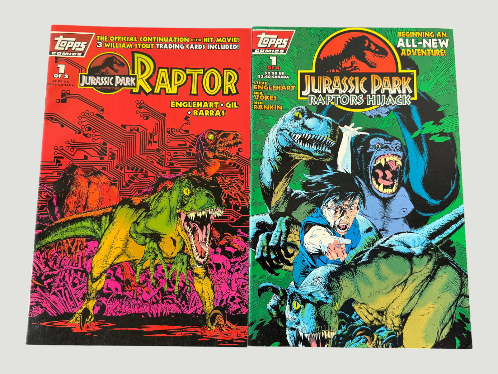 Topps Comics Jurassic Park Raptor #1 & Raptors Hijack #1 Comic Books 1993 (1 of 2)