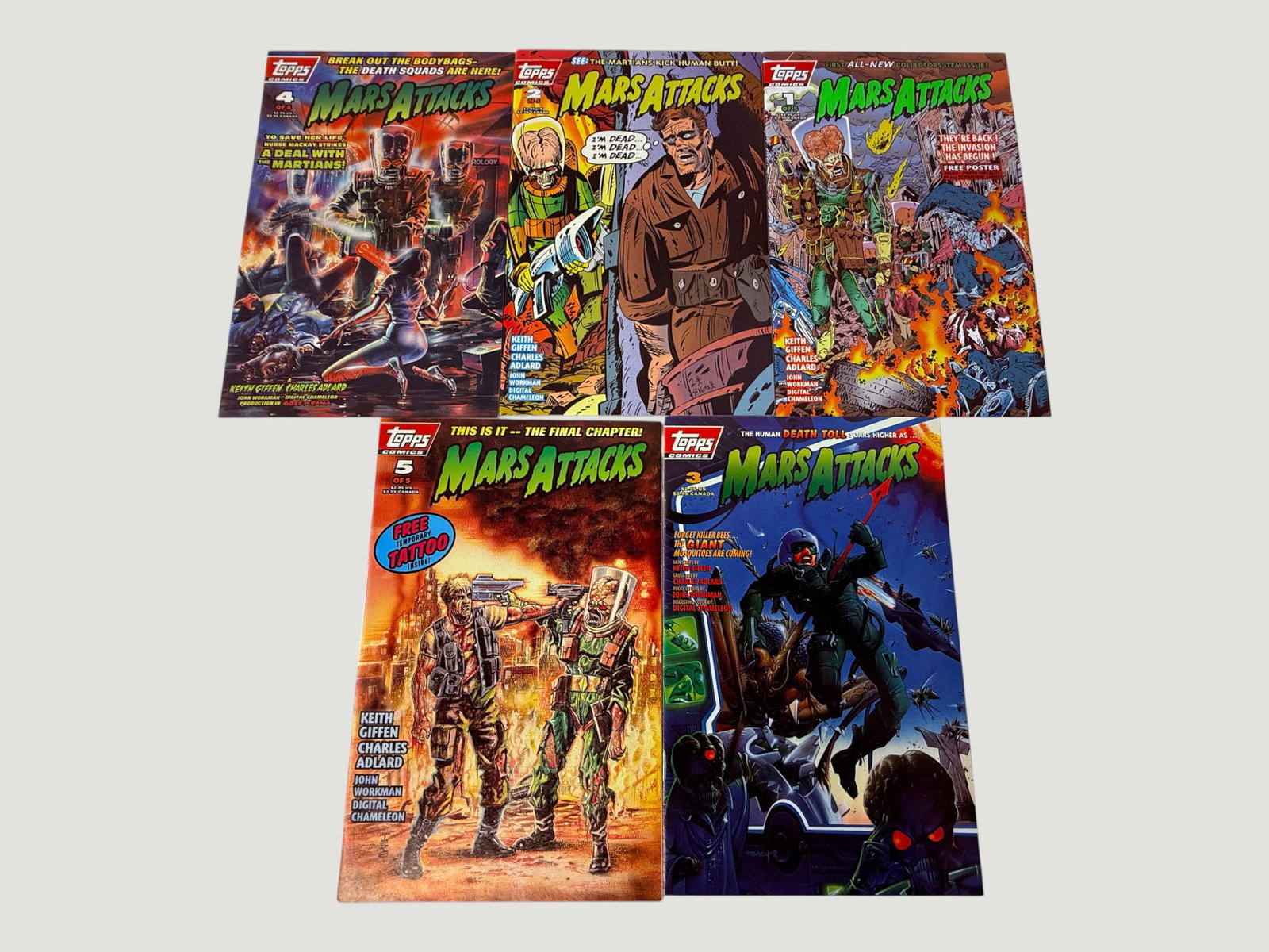 Mars Attacks Complete 5-Issue Series #1-5, Topps Comics 1994-95, Giffen/Adlard (1 of 2)