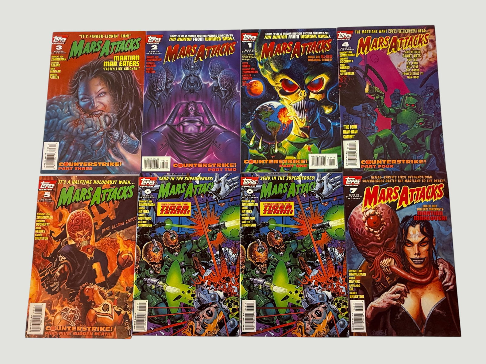 Mars Attacks Comics #1-7 Topps Comics 1990s Complete Run Set (8 Issues) (1 of 2)