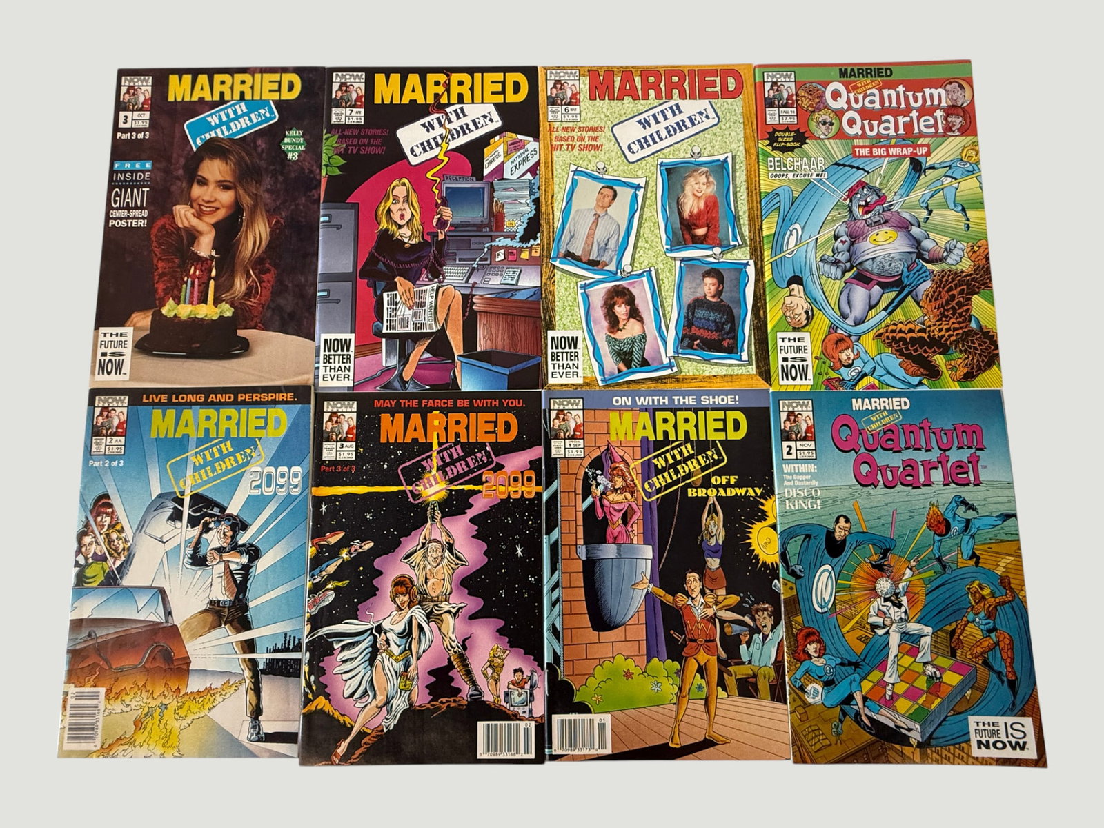 Married With Children Comic Book Lot x8 — NOW Comics, Various Issues 1990s: A collection of eight NOW Comics publications based on the hit Fox TV series 'Married with Children,' comprising issues from multiple series including the main title (issues #3, #6, #7), Married with 