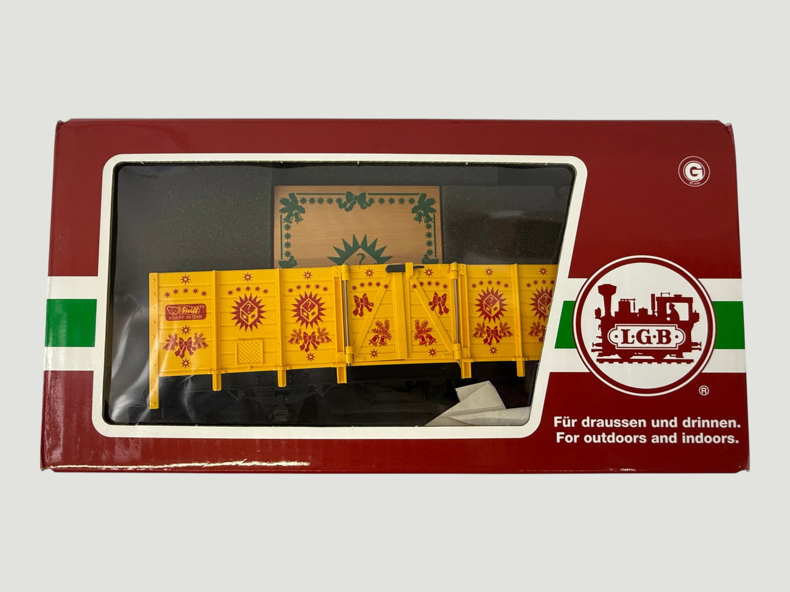 LGB G Scale Christmas Train Car Steiff Knopf Im Ohr Yellow Freight Wagon Boxed (1 of 4)