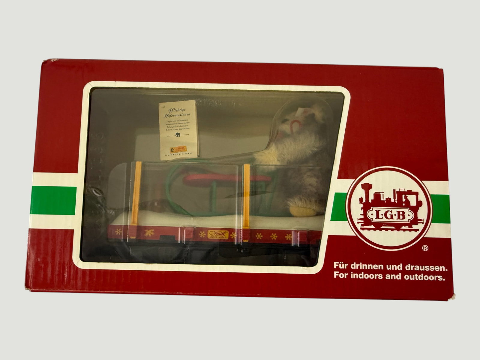 LGB G-Scale Christmas Flat Car with Steiff Santa Bear Figure, Boxed (1 of 4)