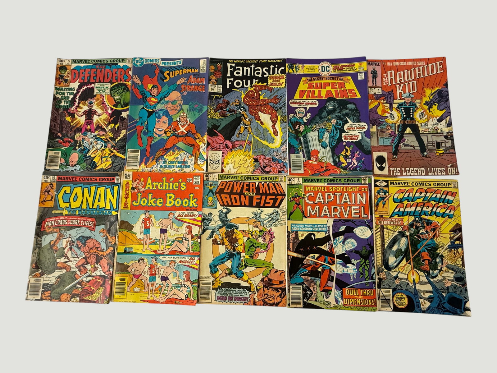 Collection of 10 Vintage Marvel & DC Comics 1960s–1980s inc. Fantastic Four, Cap America (1 of 2)