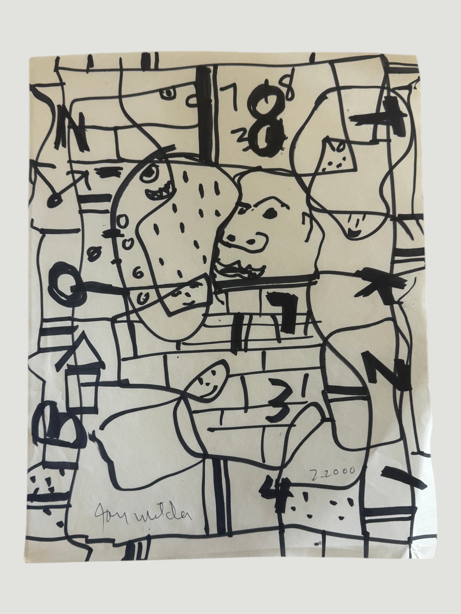 Jay Milder - Original Art Drawing on Paper, Signed and Dated Abstract: Jay Milder - Original Art Drawing on Paper, Signed and Dated Abstract