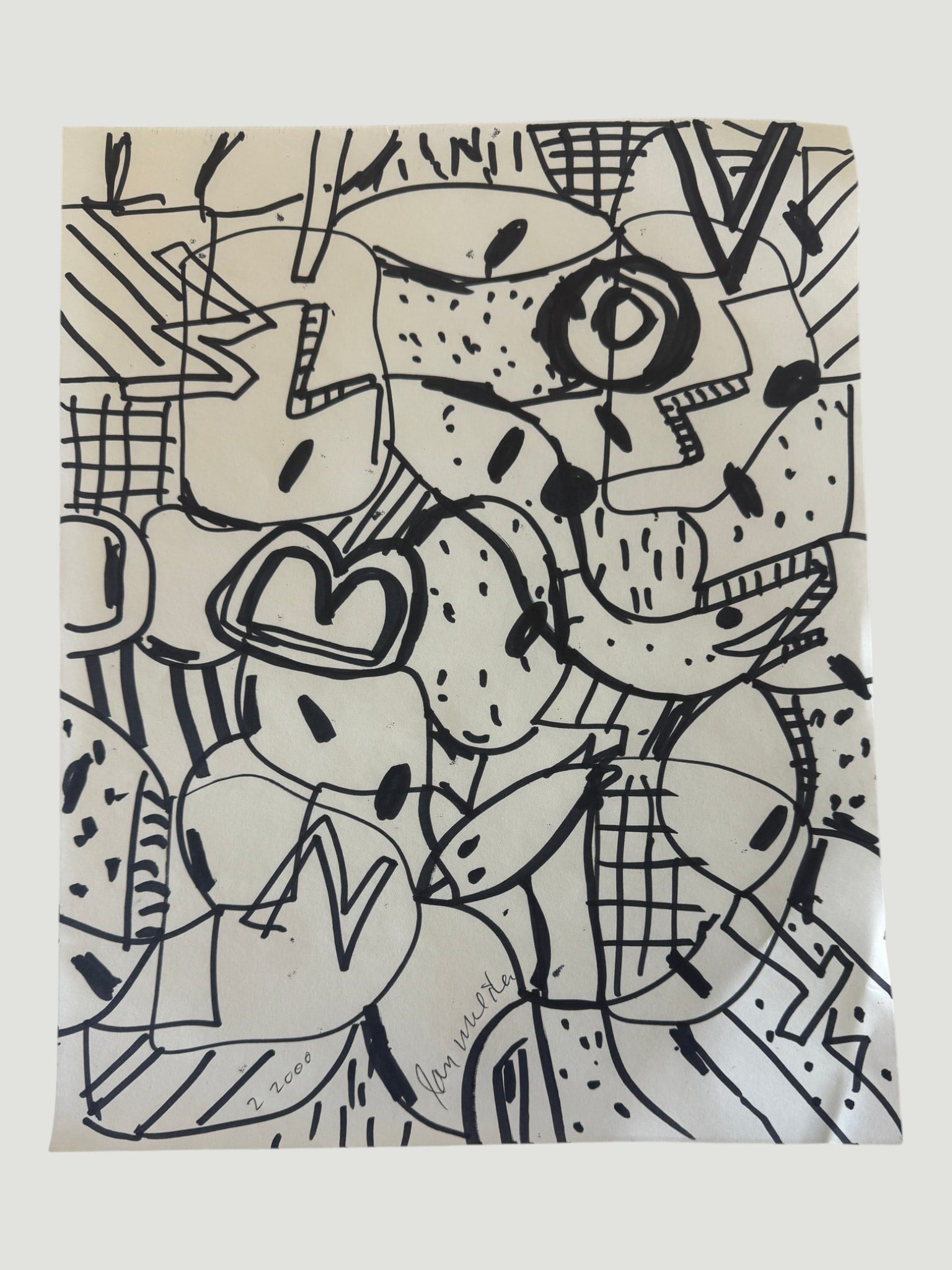 Jay Milder - Original Art Drawing on Paper, Signed and Dated Abstract: Jay Milder - Original Art Drawing on Paper, Signed and Dated Abstract