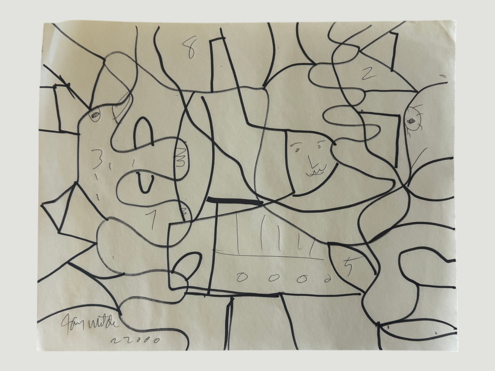 Jay Milder - Original Art Drawing on Paper, Signed and Dated Abstract: Jay Milder - Original Art Drawing on Paper, Signed and Dated Abstract