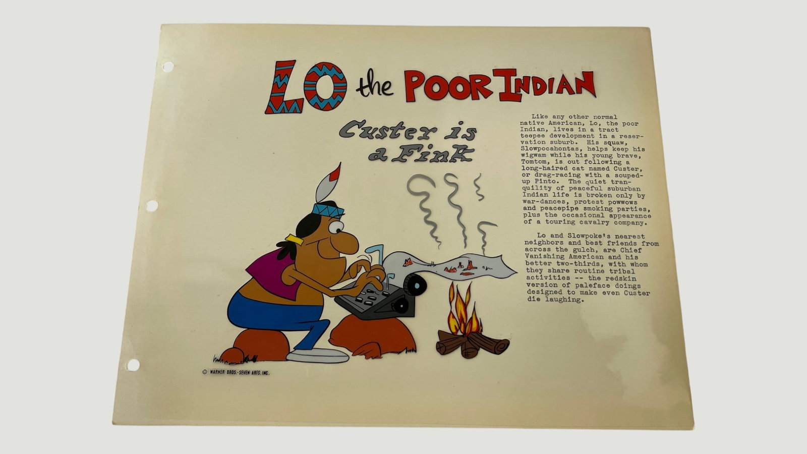 Lo the Poor Indian Warner Bros. Animation Cel Concept Model Sheet: Lo the Poor Indian Warner Bros. Animation Cel Concept Model Sheet