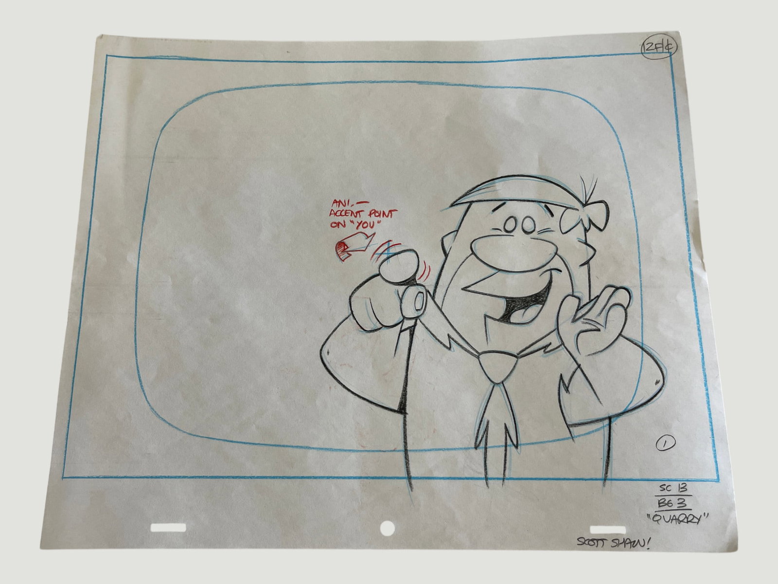 The Flintstones Original Animation Storyboard Production Drawing Hanna-Barbera (1 of 2)