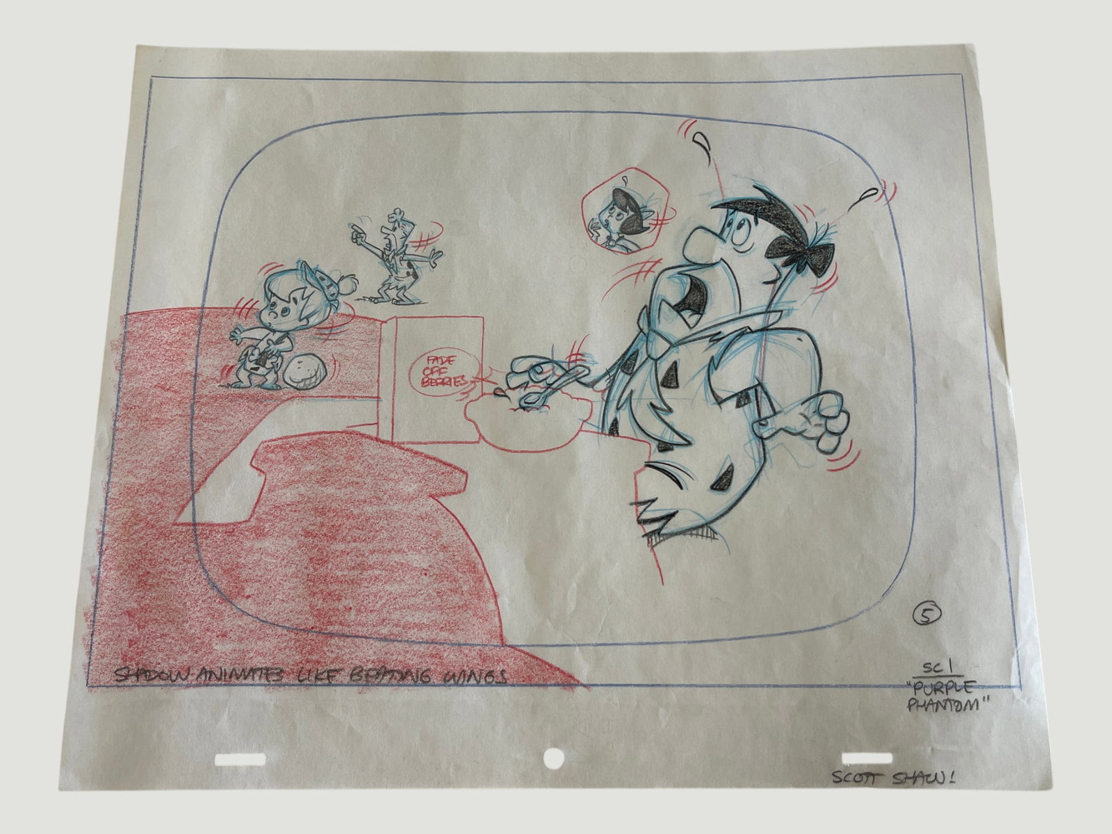The Flintstones Original Animation Storyboard Production Drawing Hanna-Barbera (1 of 3)