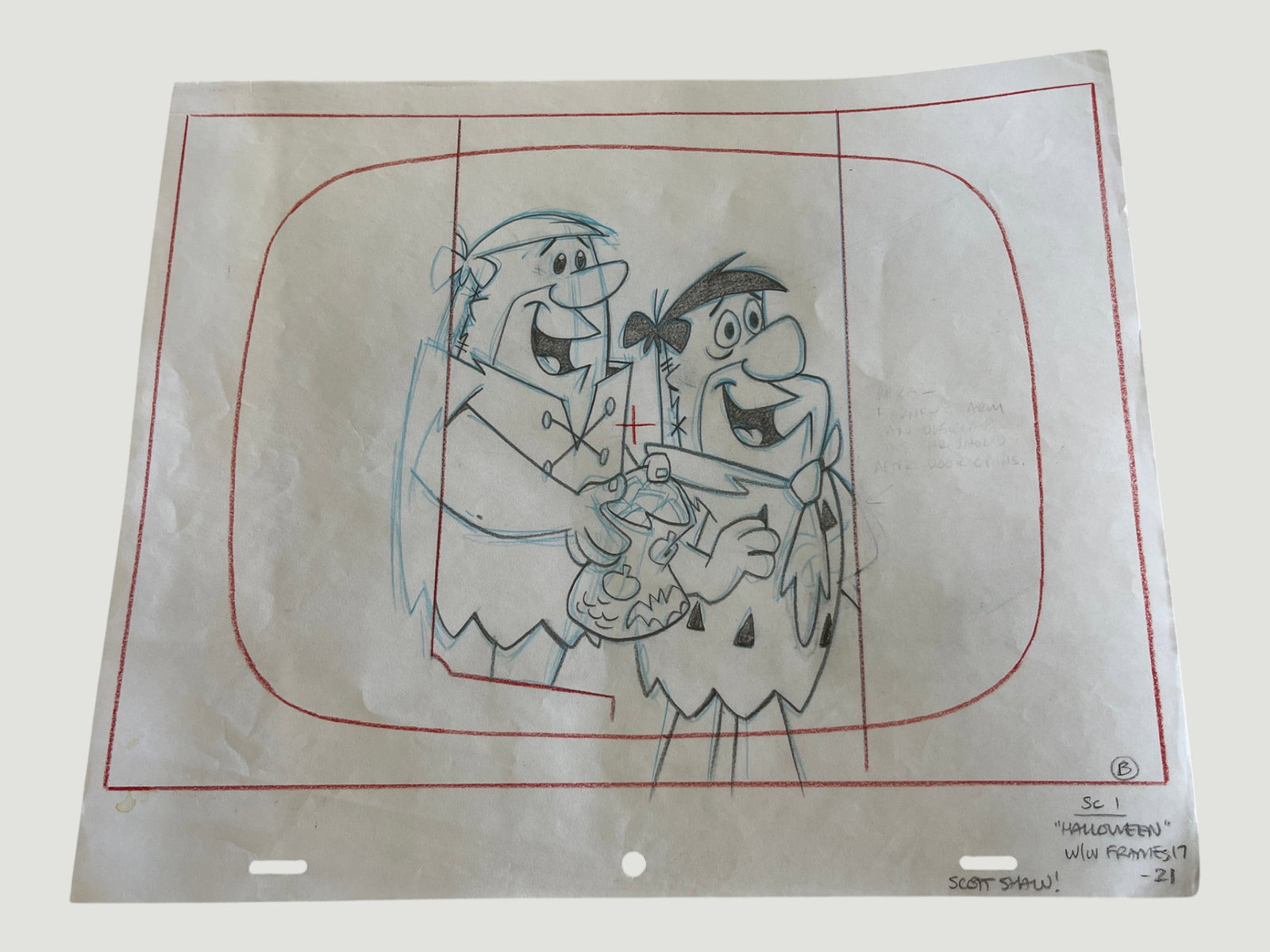 The Flintstones Original Animation Storyboard Production Drawing Hanna-Barbera (1 of 2)
