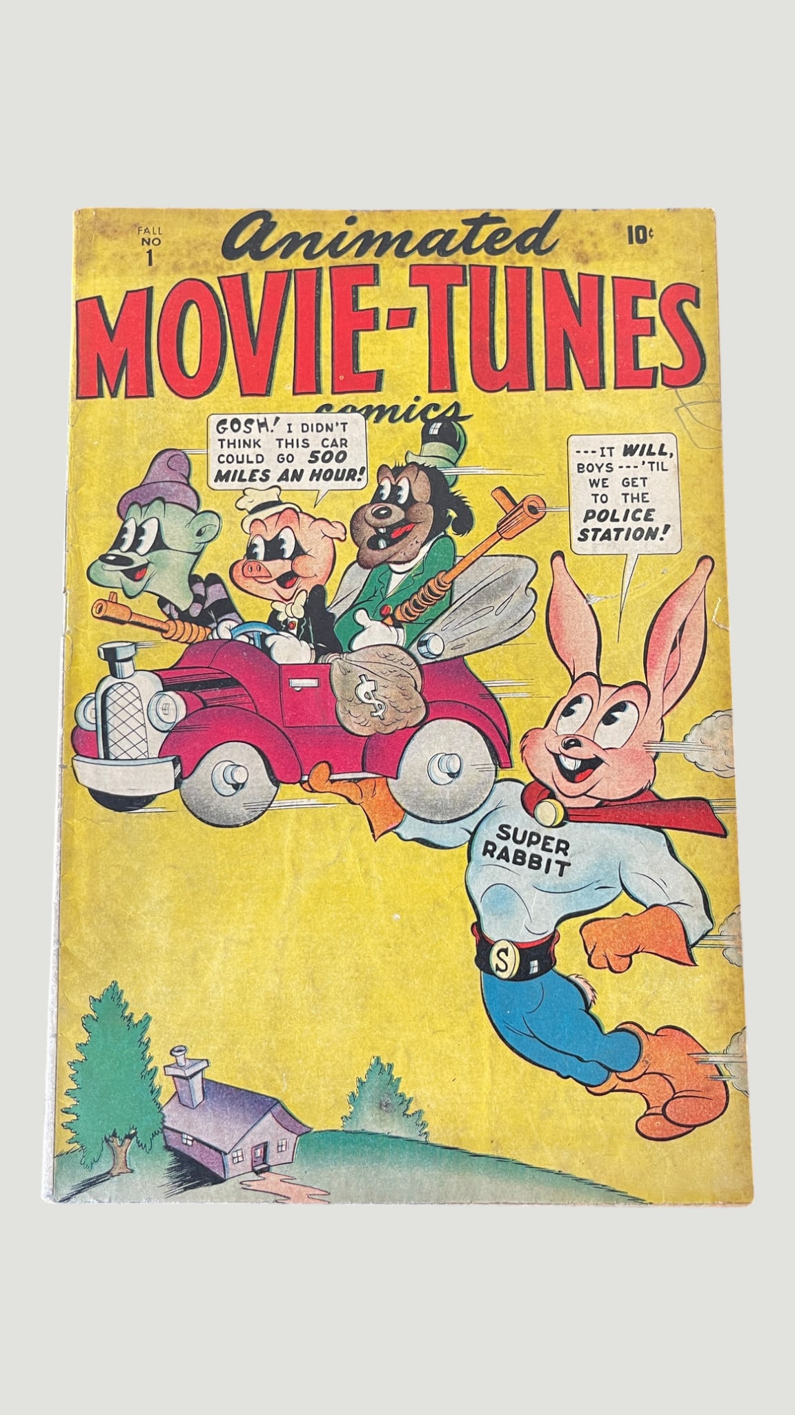Animated Movie-Tunes Comics #1 Fall 1945 Marvel/Timely Super Rabbit: Animated Movie-Tunes Comics #1, published by Marvel/Timely Comics in Fall 1945, priced at 10 cents. This is the first and only issue of this title, featuring Super Rabbit prominently on the cover chas