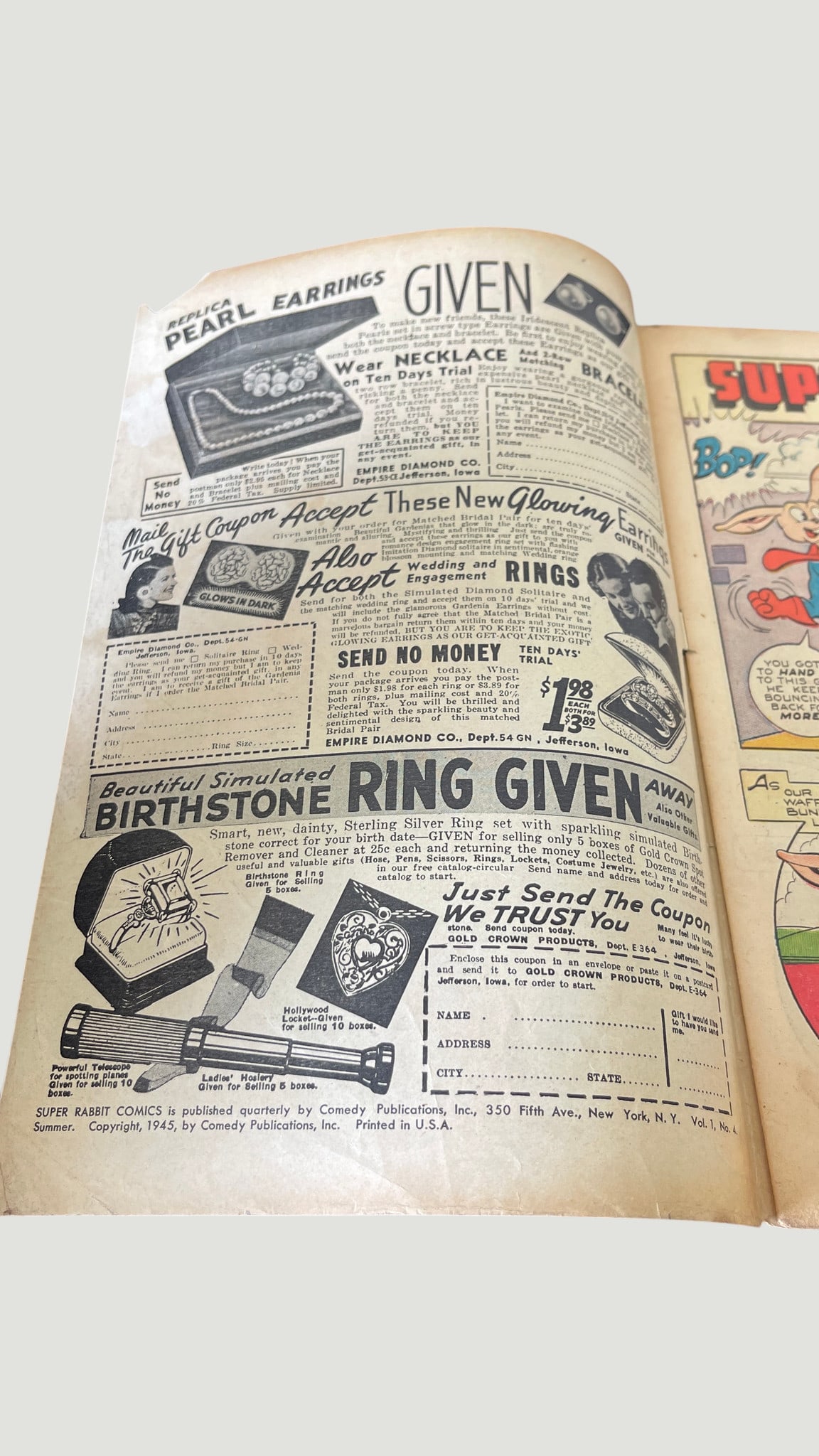 Super Rabbit Comics #4 Summer Issue, Timely Comics, 1944 - 3