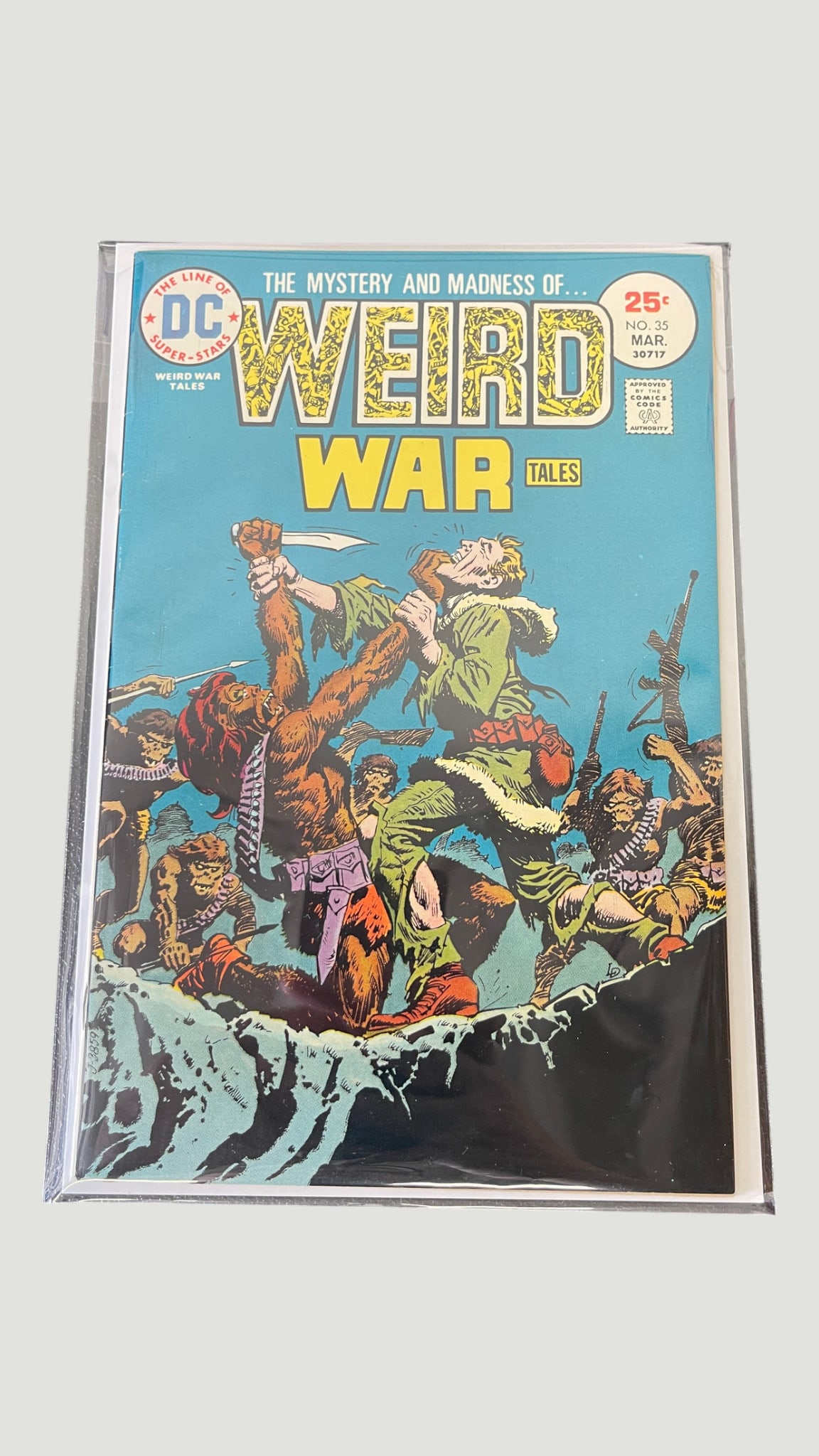 DC Comics Weird War Tales #35 (March 1975) Bronze Age Comic: Weird War Tales #35, published by DC Comics, dated March 1975, priced at 25 cents on the cover. Part of DC's Bronze Age war anthology series subtitled 'The Mystery and Madness of...' featuring dramati