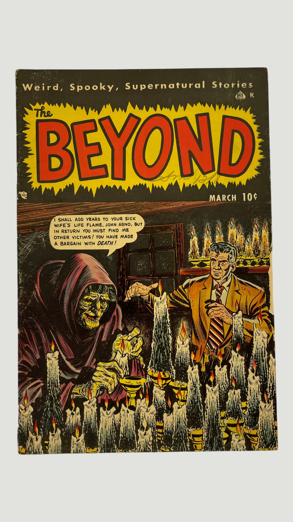 The Beyond #2 Ace Comics March 1951 Horror Comic Pre-Code: The Beyond #2, published by Ace Periodicals, cover dated March 1951, priced at 10 cents. This is a Pre-Code horror anthology comic featuring 'Weird, Spooky, Supernatural Stories,' with a striking cove