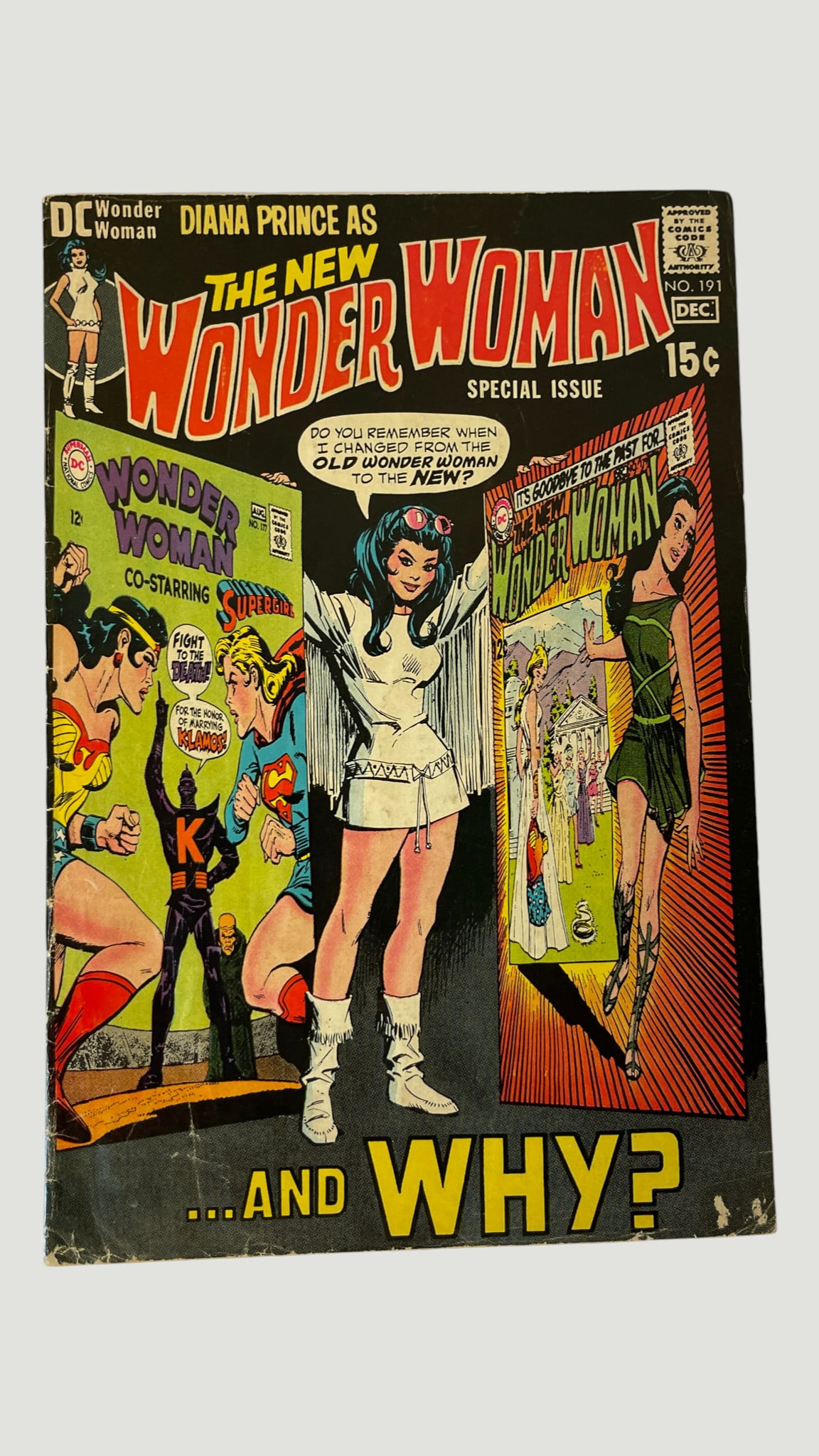 DC Comics Wonder Woman #191 Special Issue Diana Prince New Wonder Woman 1970: Wonder Woman #191 (December 1970), published by DC Comics, featuring 'Diana Prince as The New Wonder Woman' Special Issue. This transitional issue reflects the controversial era when Diana Prince aban