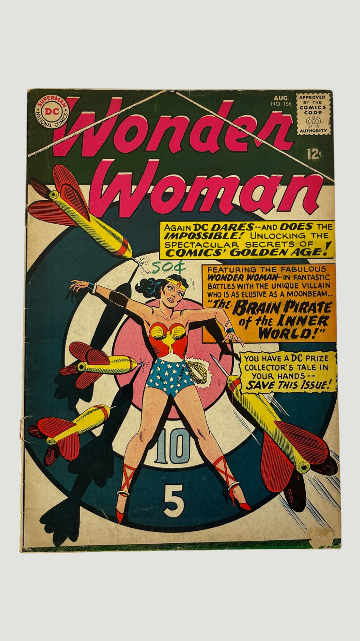 Wonder Woman #156 DC Comics (Aug 1965) Silver Age Brain Pirate of the Inner World (1 of 3)