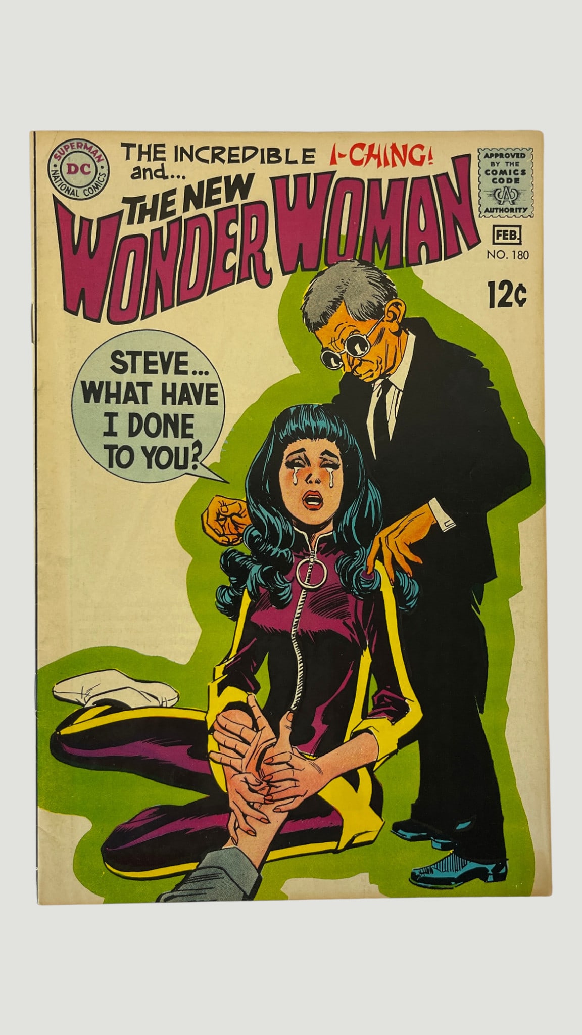 DC Comics The New Wonder Woman #180 Feb 1969 featuring I-Ching: Wonder Woman #180 published by DC National Comics, dated February 1969, priced at 12 cents. This issue is notable for featuring 'The New Wonder Woman' era alongside the character I-Ching, representing