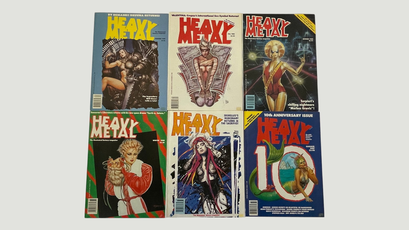 Heavy Metal Magazine Collection x6 Issues 1986-1987, Incl. 10th Anniversary (1 of 4)