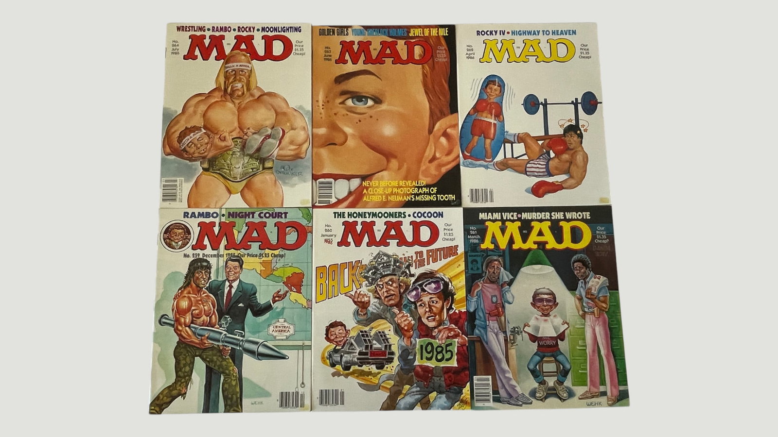 MAD Magazine Lot of 6 Issues Nos. 259-264, EC Publications, 1985-1986 (1 of 4)