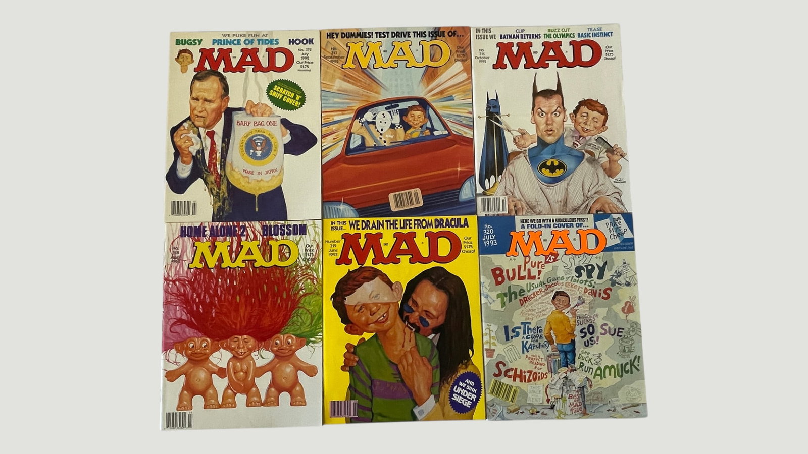 MAD Magazine Collection of 6 Issues, Nos. 310-330, EC Publications 1992-1993 (1 of 4)