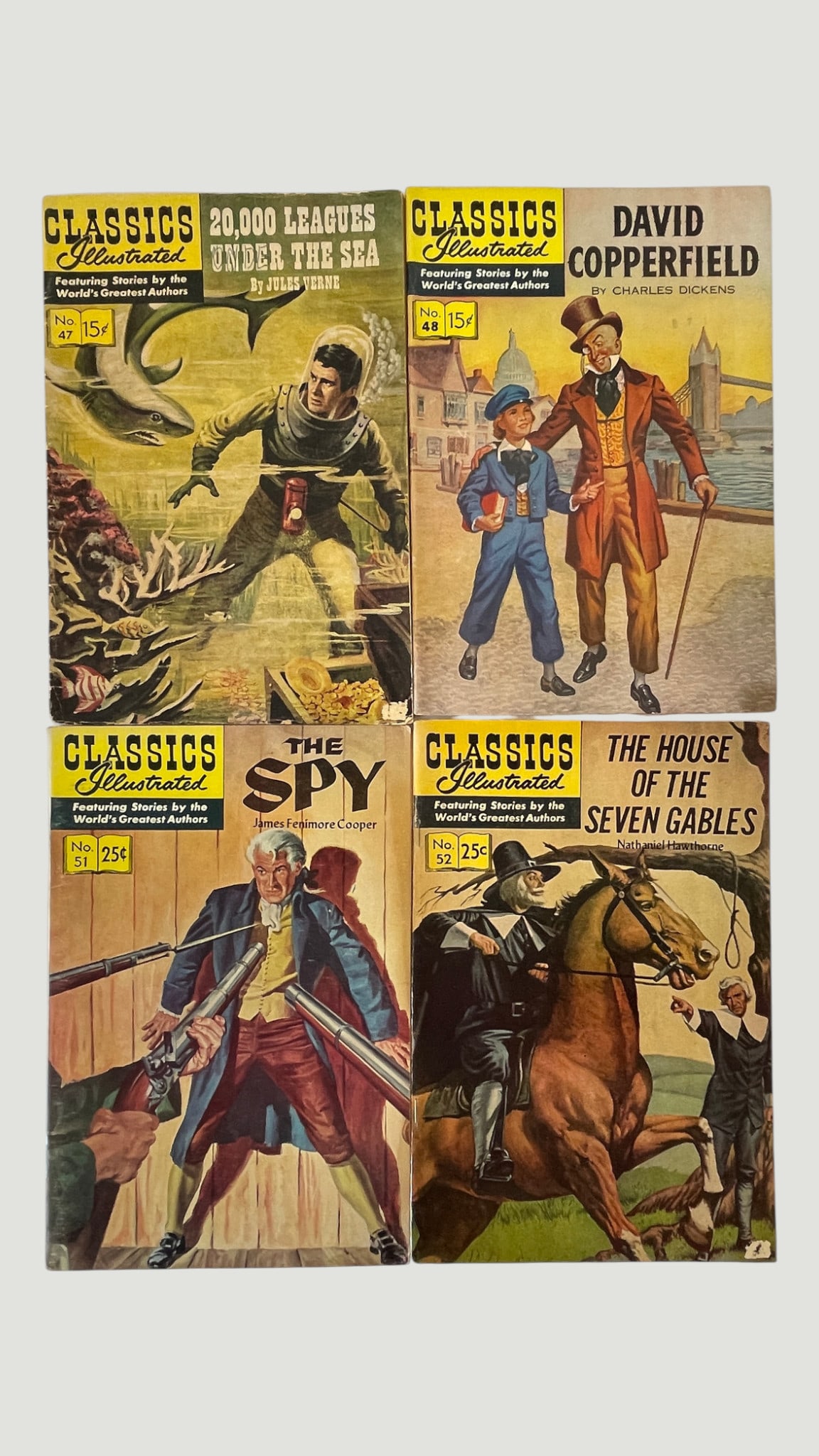 Classics Illustrated #47, 48, 51, 52 — Four-Issue Lot, Gilberton, 1940s–50s (1 of 4)
