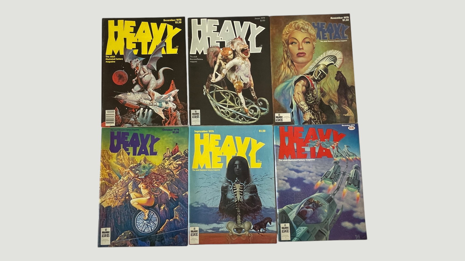 Heavy Metal Magazine Collection x6 Issues 1978-1979 Adult Illustrated Fantasy: A collection of six issues of Heavy Metal magazine, the iconic adult illustrated fantasy publication, spanning September 1978 through December 1979. Issues included are: September 1978, October 1978, 
