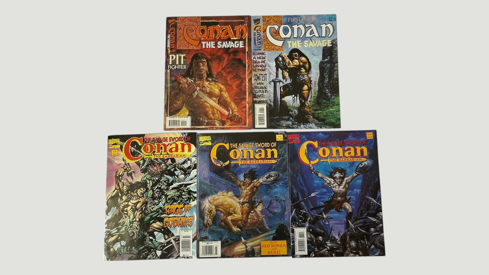 Conan Comics Lot x5: Savage Sword #333 (x3) & Conan The Savage #1 & #2, Marvel (1 of 4)