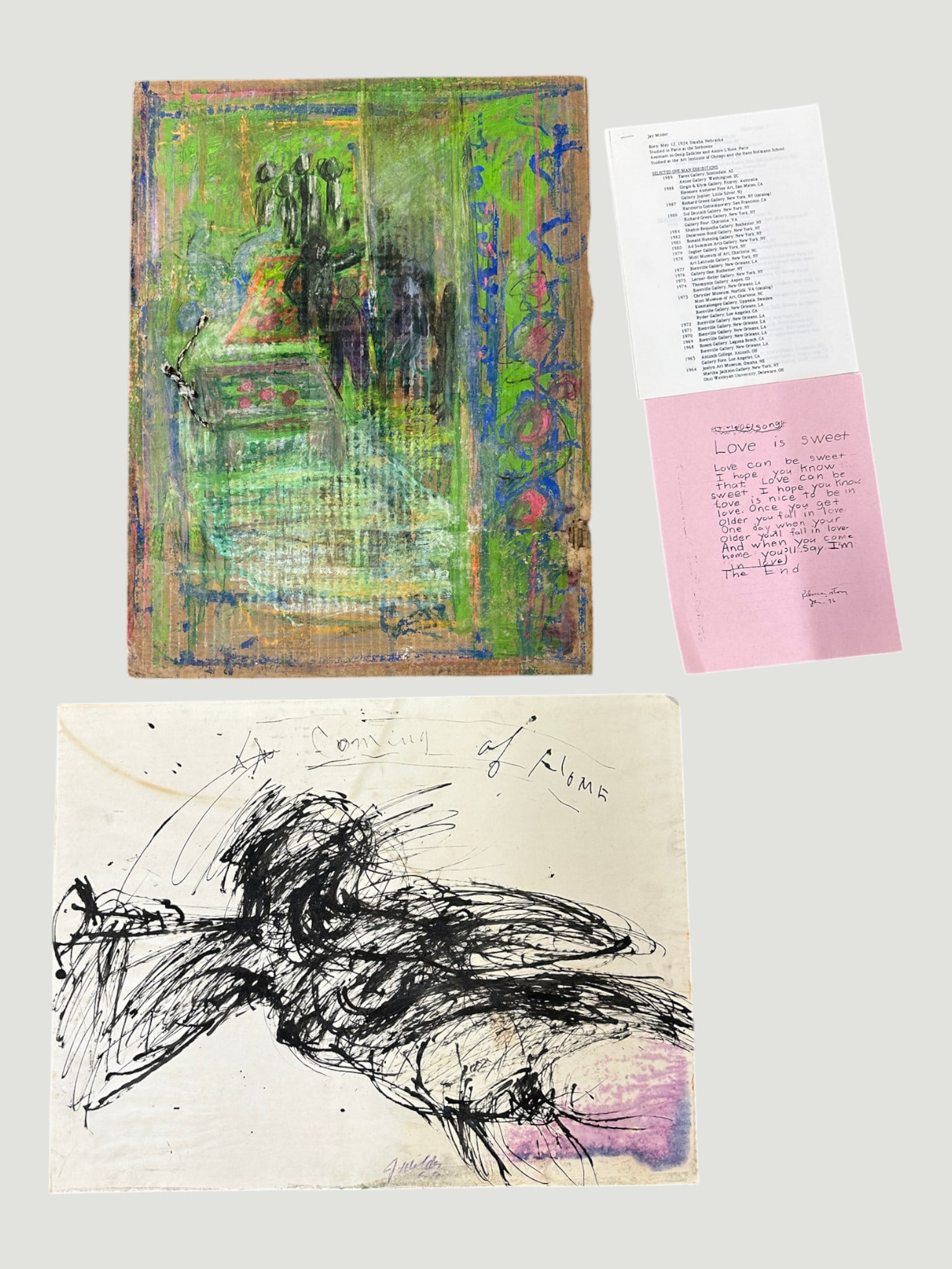 Jay Milder (b. 1934 American) Painting on Paper and Board, Signed and Dated - Abstract (1 of 8)